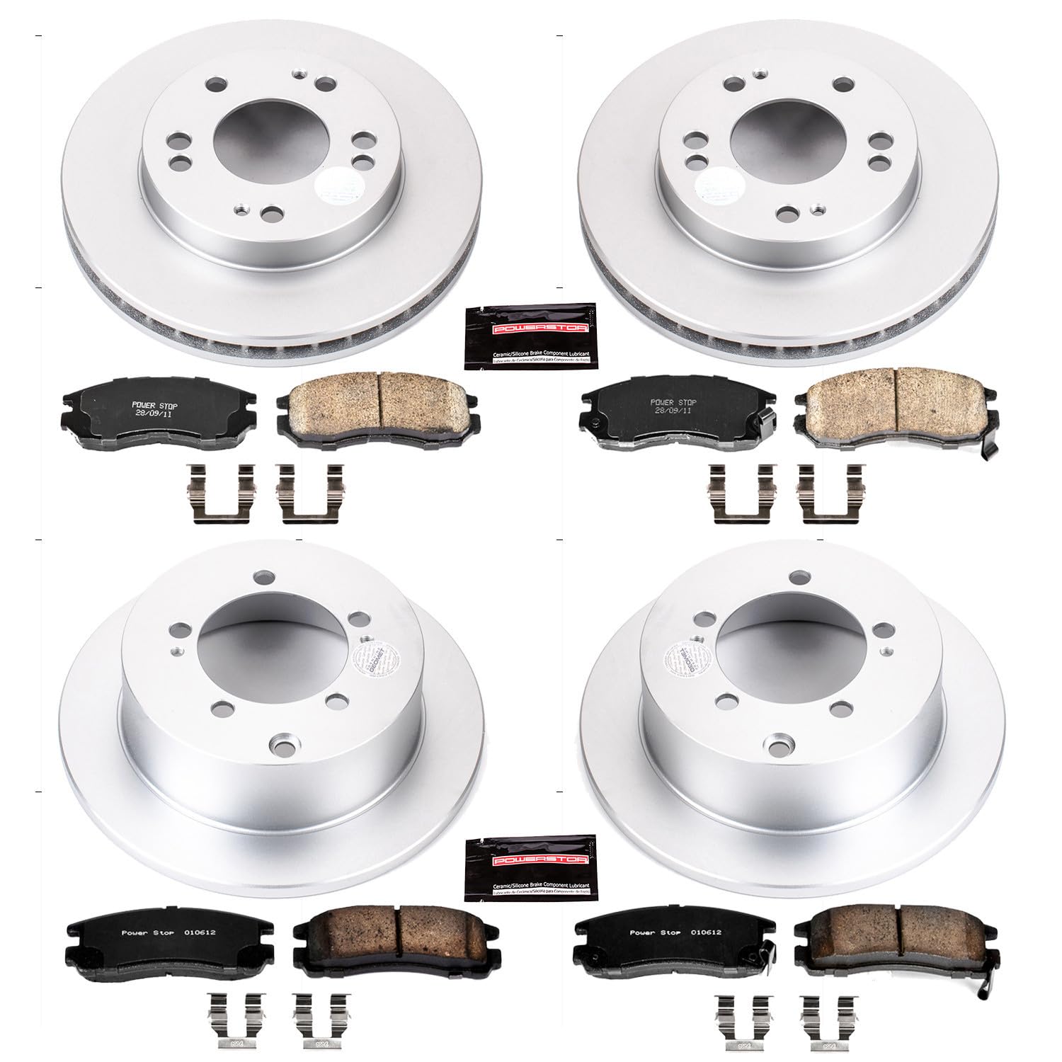 Power Stop Coated Brake Rotor & CRK683 Ceramic Brake Pads- front & rear