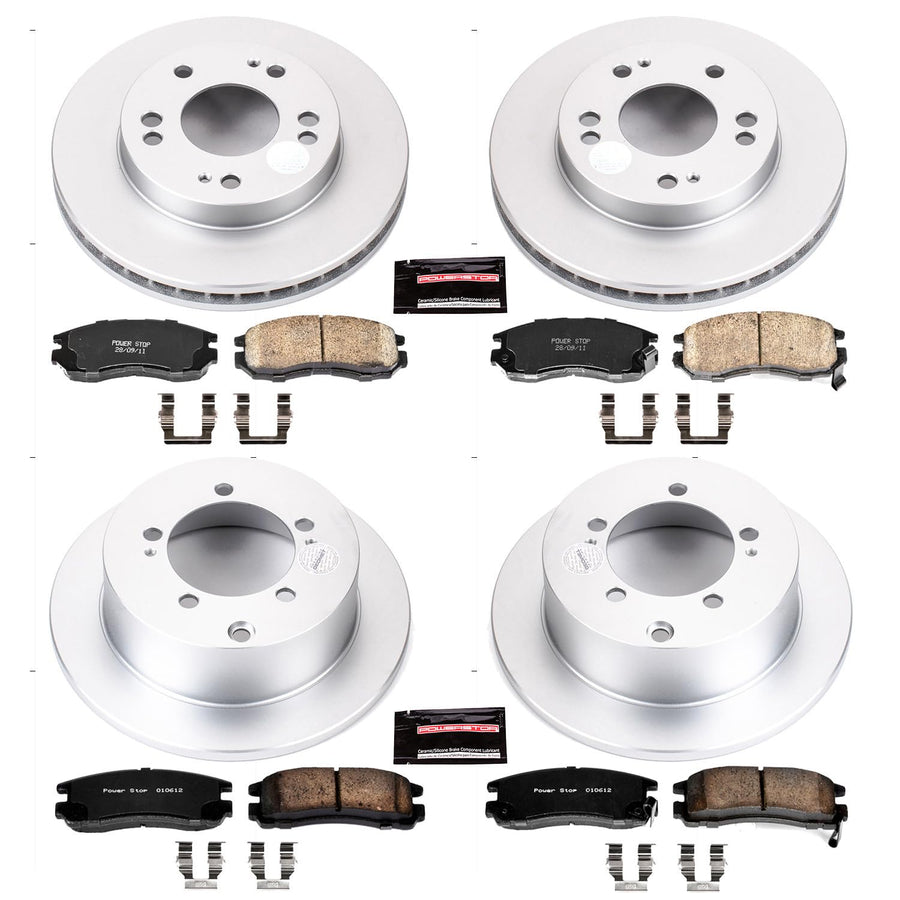 Power Stop Coated Brake Rotor & CRK683 Ceramic Brake Pads- front & rear