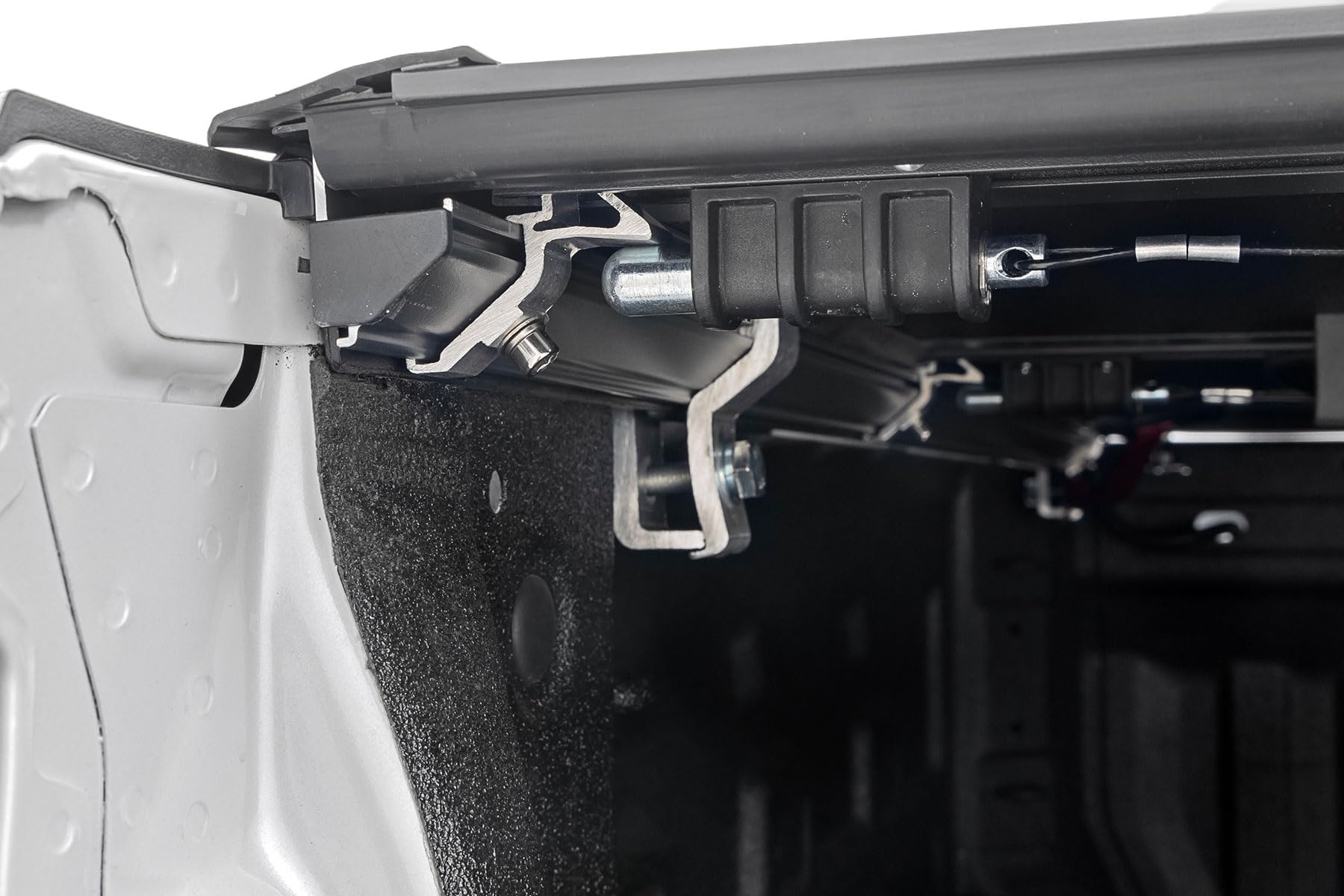 Rough Country Tonneau Cover Hard Tri-Fold for Ram 1500 (2009-2018) 2500 (2011-2025) - Low-Profile Aluminum Truck Bed Cover, Fits 6'4 Bed (76.3")