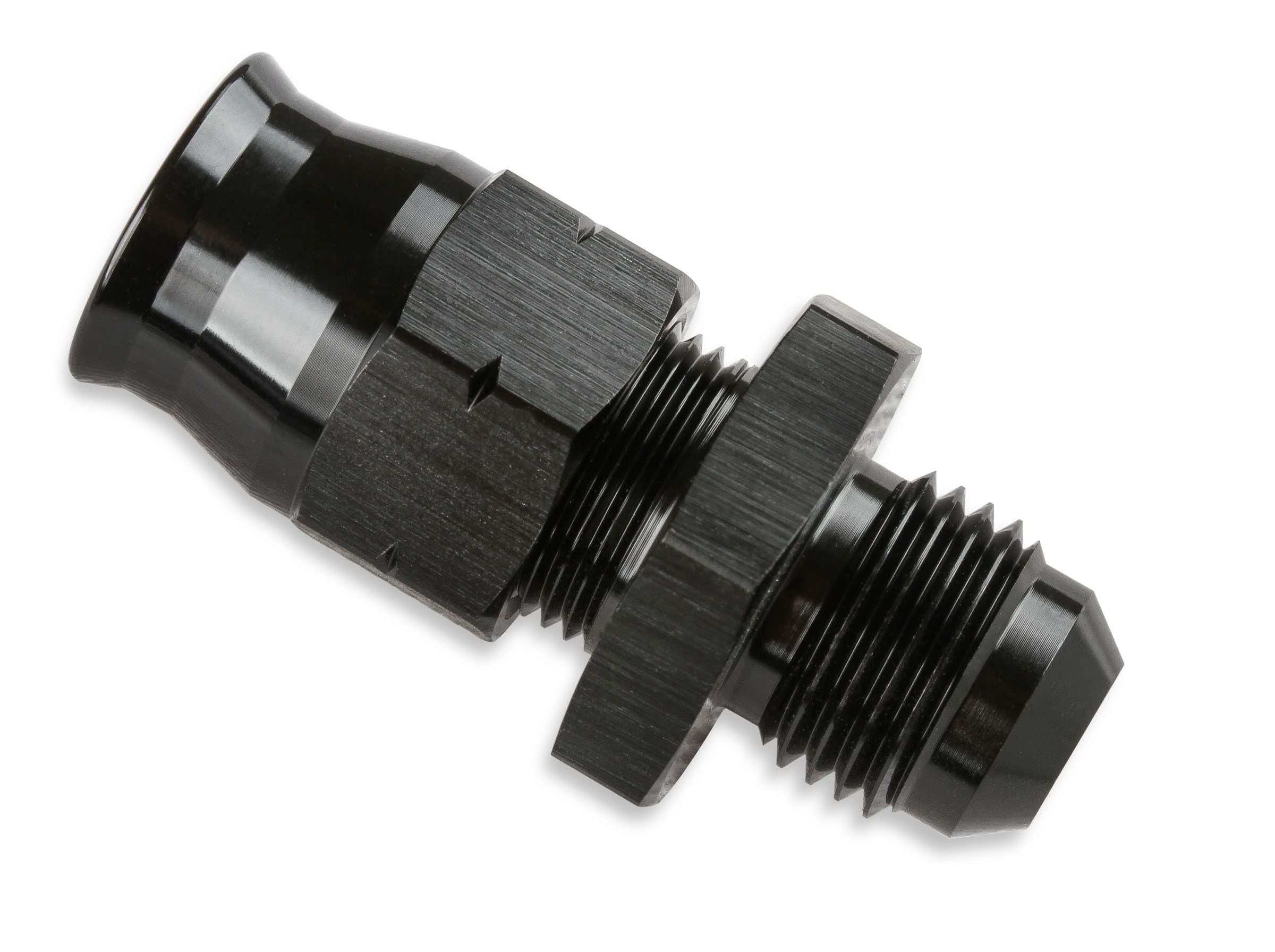 Aluminum Tube Adapter Mr. Gasket -6 AN AN Male to 3/8 Inch Tubing Black