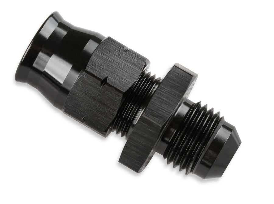 Aluminum Tube Adapter Mr. Gasket -6 AN AN Male to 3/8 Inch Tubing Black