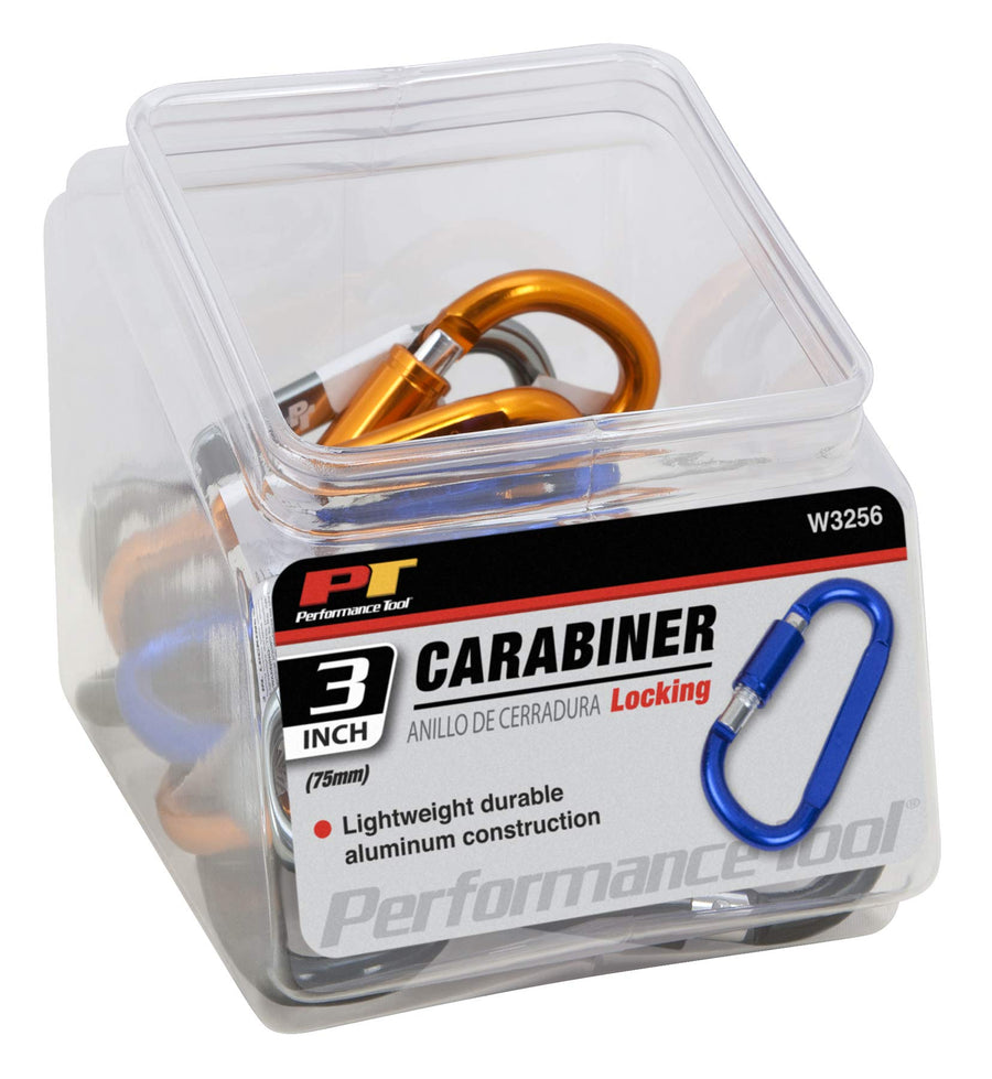 W3256 Performance Tool Lightweight Aluminum Carabiner with Spring-Loaded Gate for Quick and Secure Attachment of Gear and Equipment
