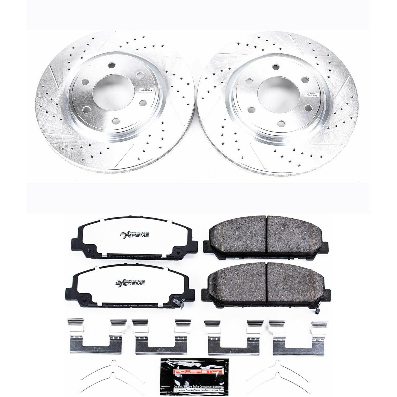 Power Stop Brake Kit Front For 2012 2013 2014 2015 Nissan Armada 2011 2012 2013 2014 2015 Nissan TITAN - Truck & Tow Carbon Fiber Ceramic Pads & Drilled and Slotted Rotors Replacement, K5821-36