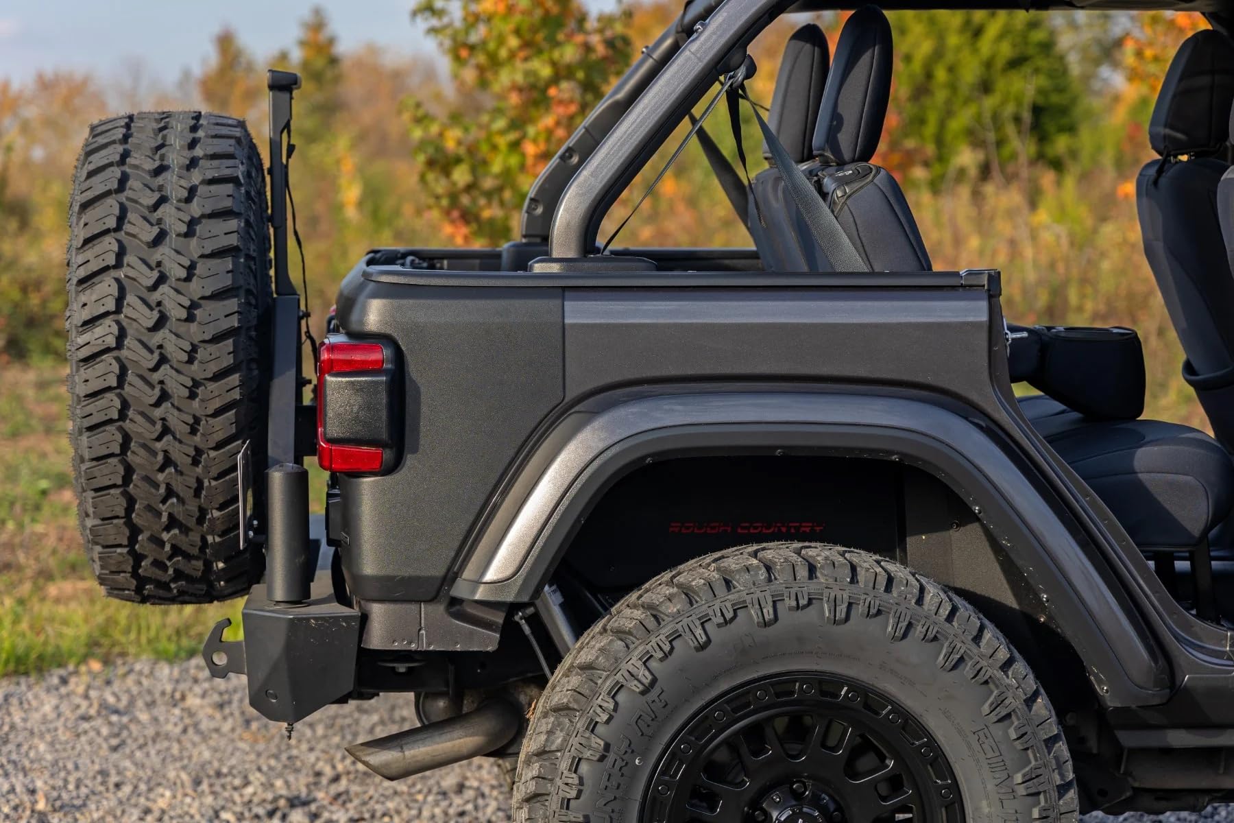 Rough Country Rear Trail Corner Cladding for Jeep Wrangler JL/Unlimited (2018-2025) - UV-Resistant, High-Density Thermoplastic, Easy Install