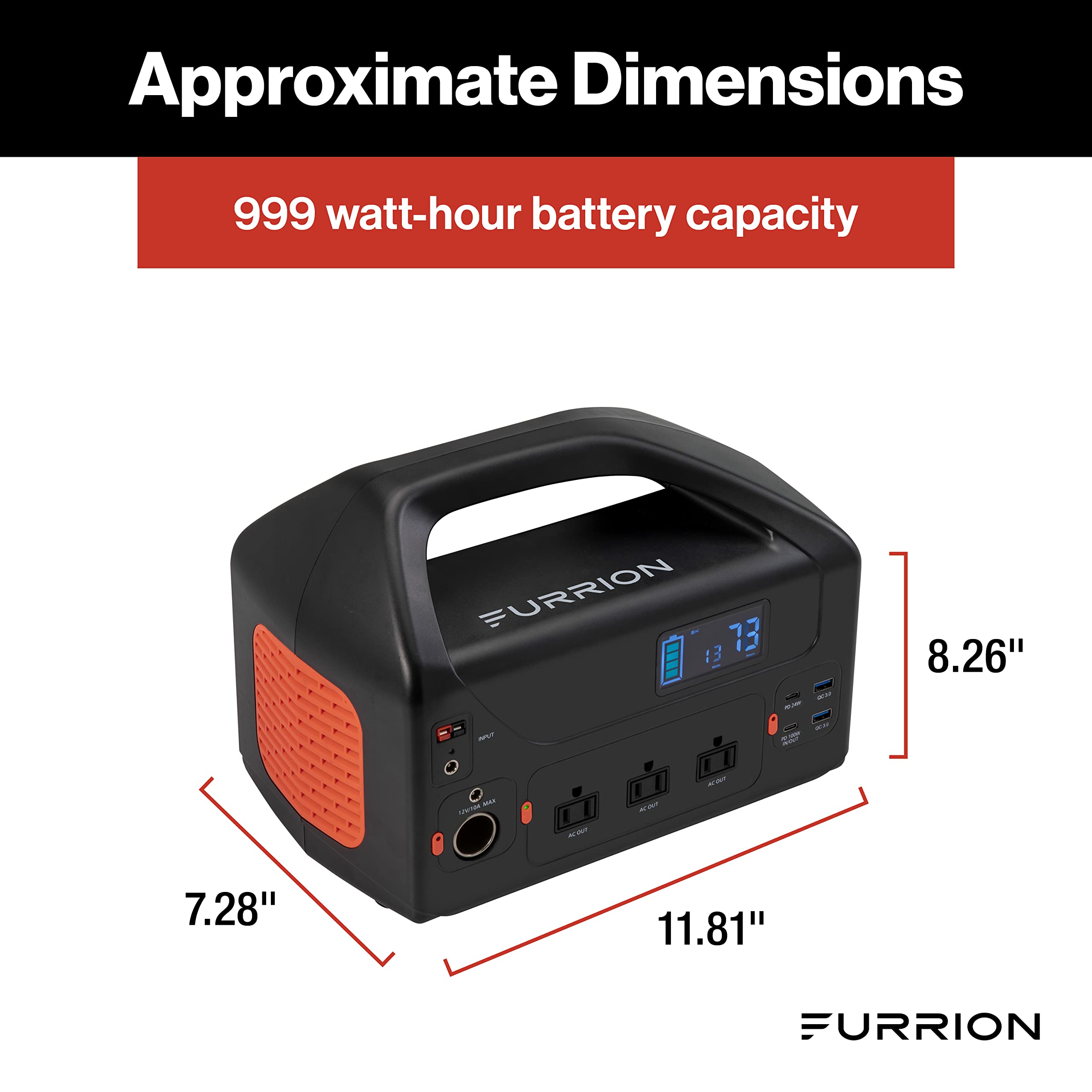 1000W Furrion Trekker Portable Power Station - 999Wh Lithium-Ion Battery with Pure Sine Wave AC Outlet for Camping, Travel, Outdoor Use, Power Outages, Home Emergencies 2022111764