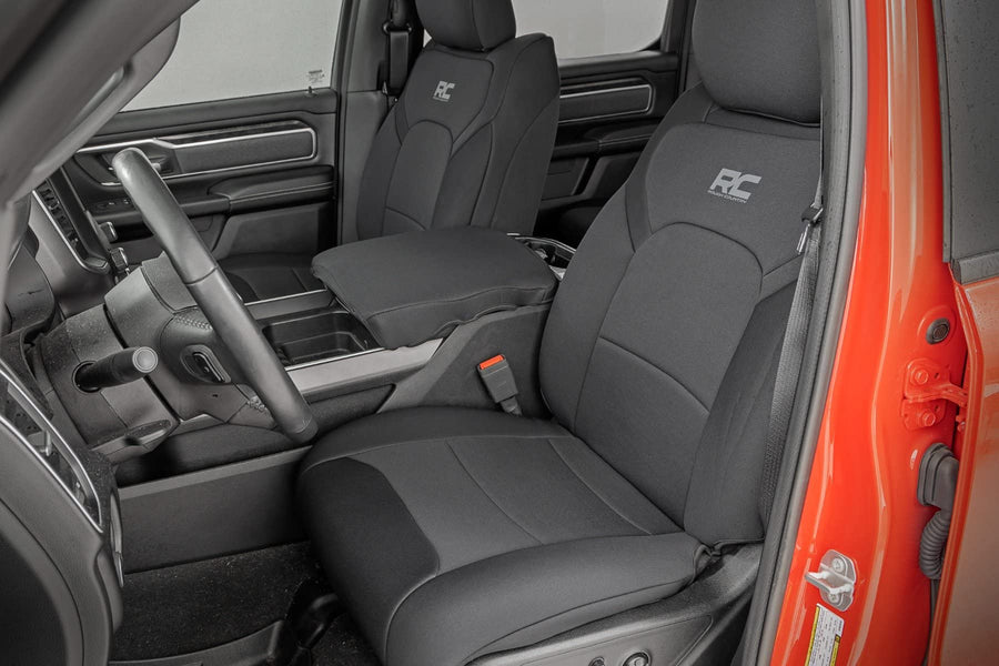 Rough Country Neoprene Seat Covers for 1500 Ram (2019-2026) - Waterproof, UV-Resistant, Foam-Padded Front & Rear Covers