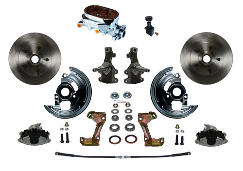 Manual LEED BRAKES Front Disc Brake Conversion 2" Drop Spindle With Cast Iron Chrome Top M/C Adjustable Proportioning Valve