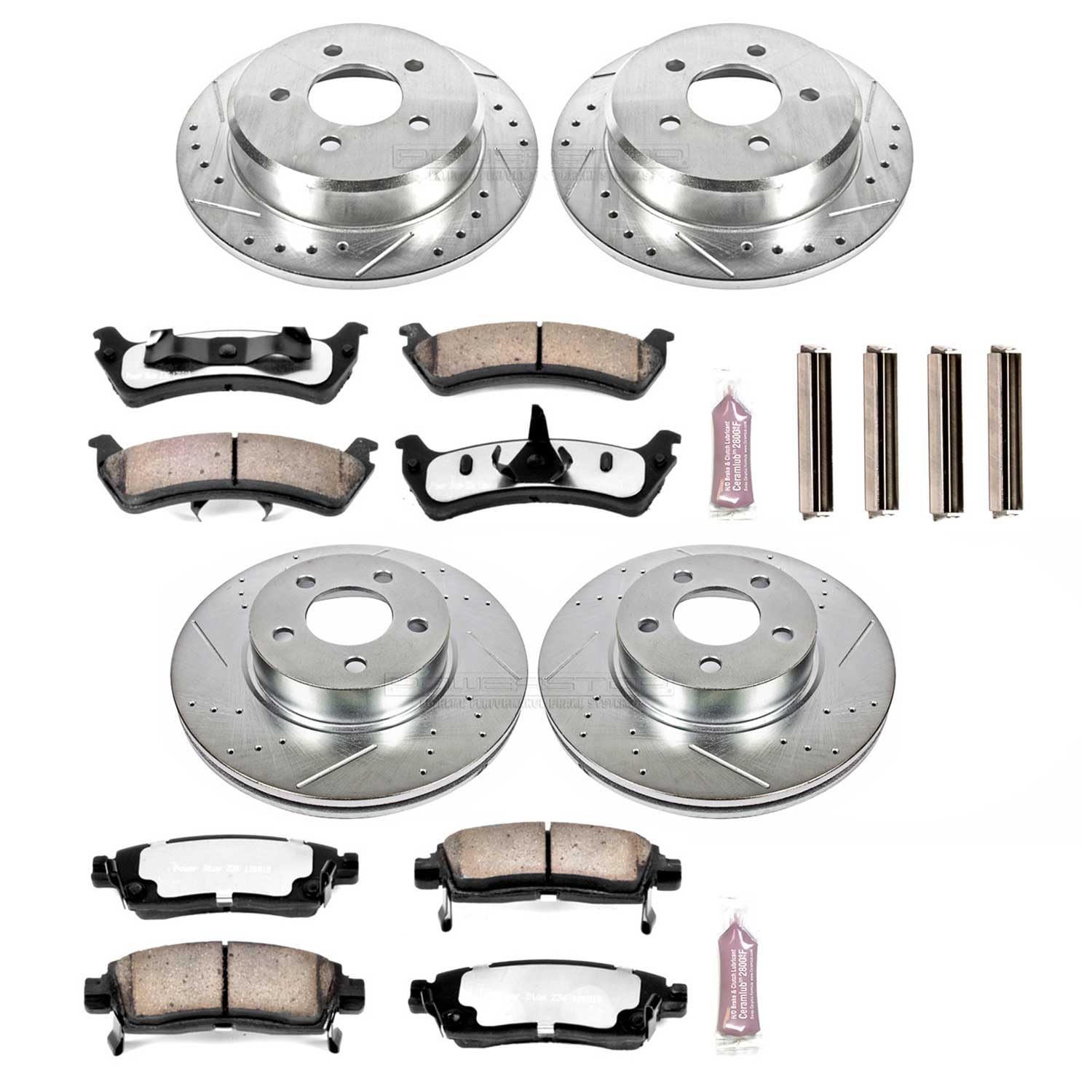 Power Stop Brake Kit Front and Rear For 2001 2002 Ford Explorer Sport - Truck & Tow Carbon Fiber Ceramic Pads & Drilled and Slotted Rotors Replacement, K4357-36