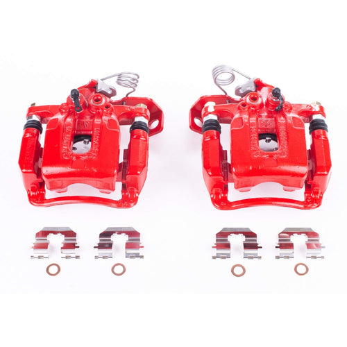Power Stop Pair of High-Temp Red Powder Coated Rear Calipers For Hyundai Elantra 2011-2016, Hyundai Elantra Coupe 2013-2014 [Model Specific]
