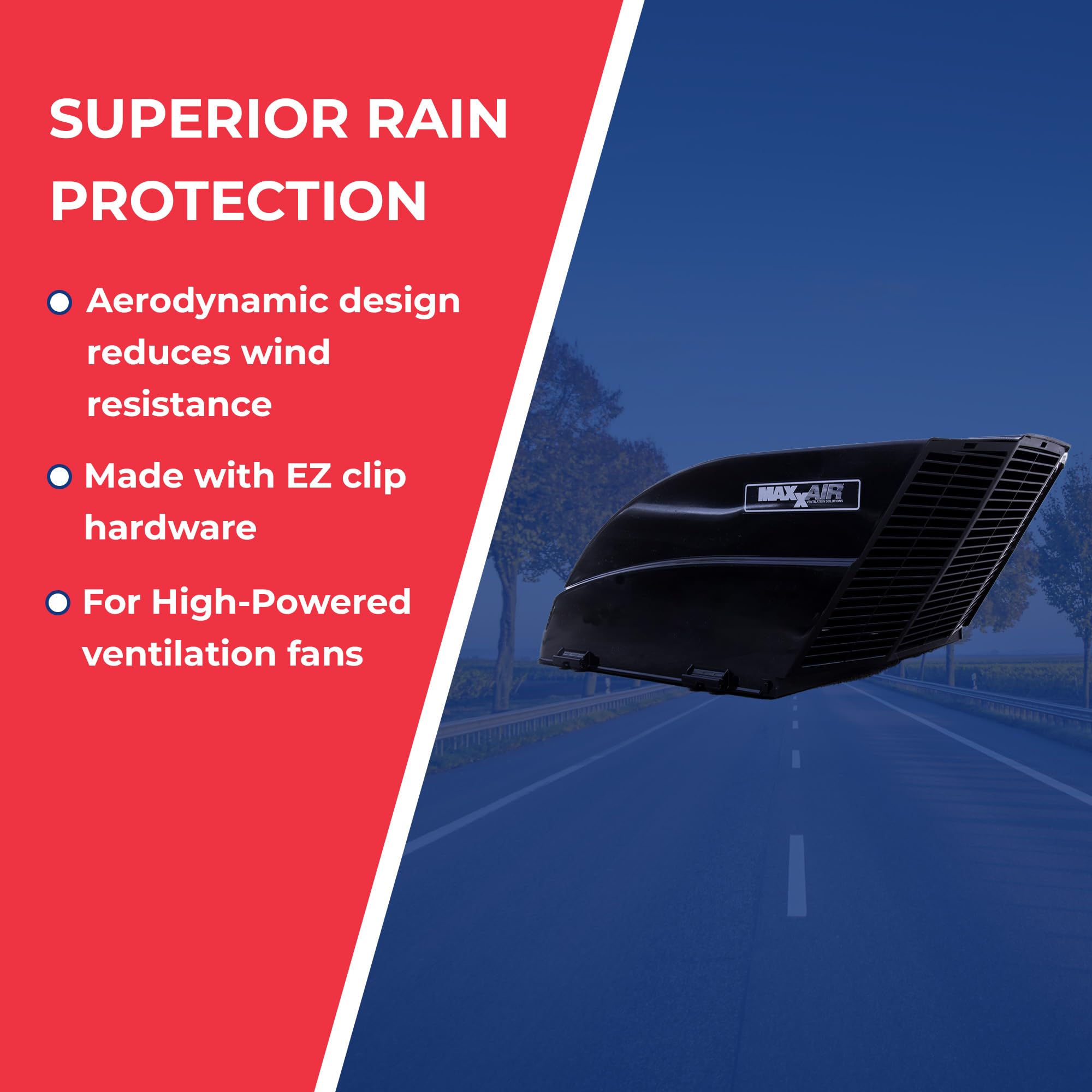 FANMATE MAXXAIR 00-955002 Cover with EZ Clip Hardware, Constant Airflow, Super Tough, Black Fan/Vent