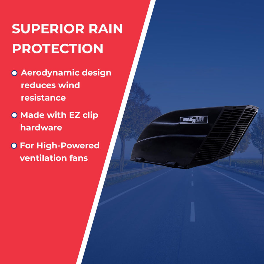 FANMATE MAXXAIR 00-955002 Cover with EZ Clip Hardware, Constant Airflow, Super Tough, Black Fan/Vent