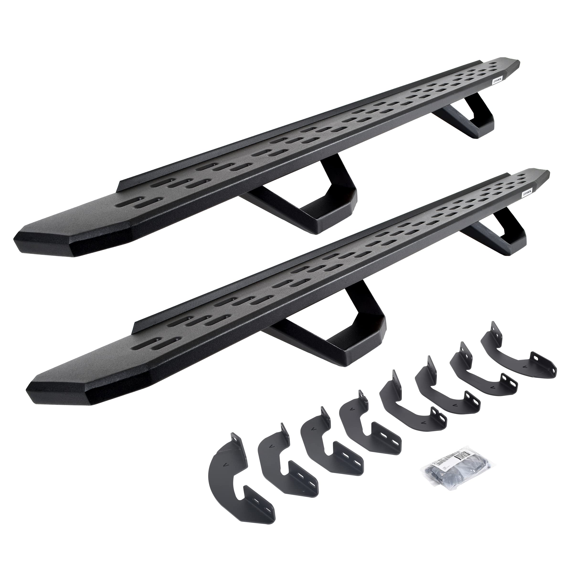 Go Rhino Running Boards RB30, Brackets, & 2 Pair of Drop Steps | Galvanized Steel, Textured Black | 6964368720PC | Fits 2022-2024 Toyota Tundra Crew Max Pickup