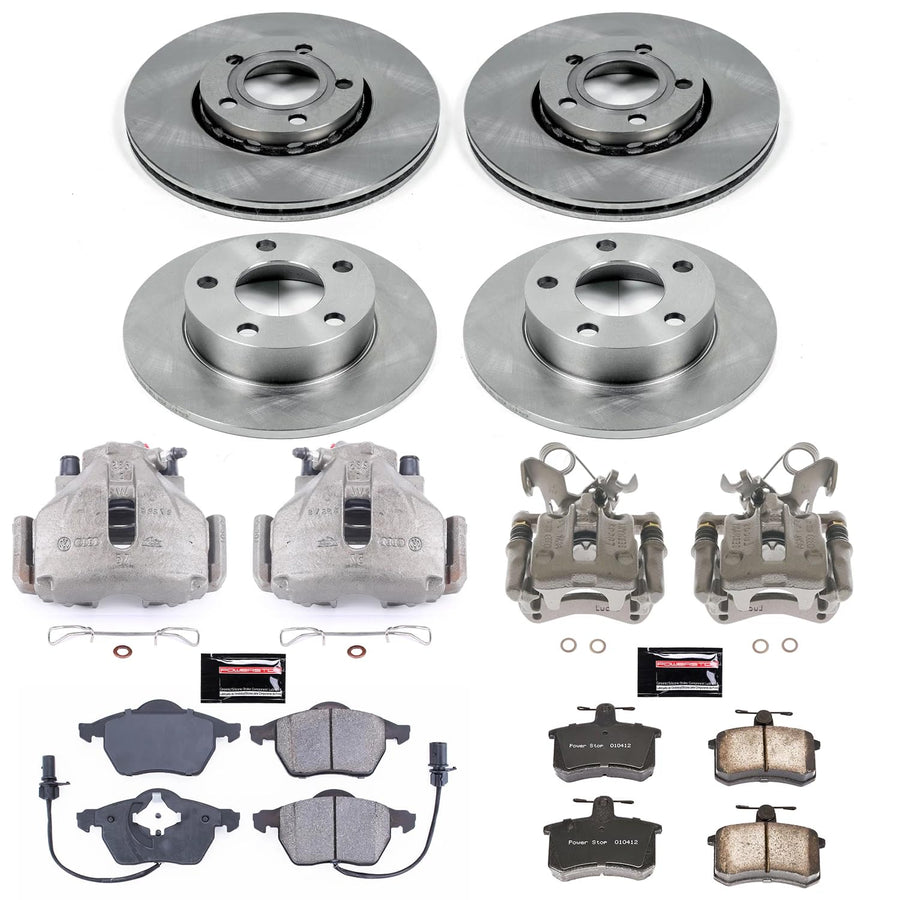 Power Stop KCOE530 Replacement Autospecialty Front and Rear Caliper Kit- OE Brake Rotor, Brake Pads & Calipers For Audi A4 Quattro 1999-2001 [Model Specific]