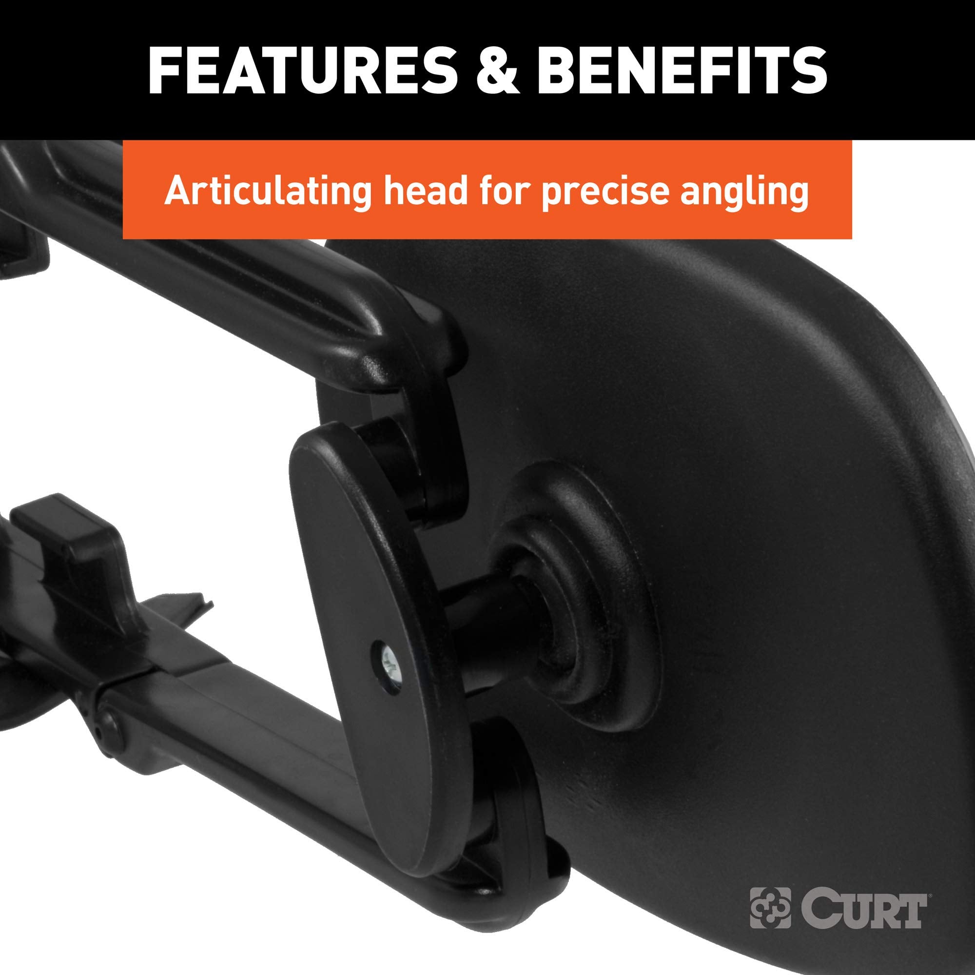 CURT 5-Inch x 7-1/2-Inch Universal Strap-On Adjustable Extendable Towing Mirror 20002