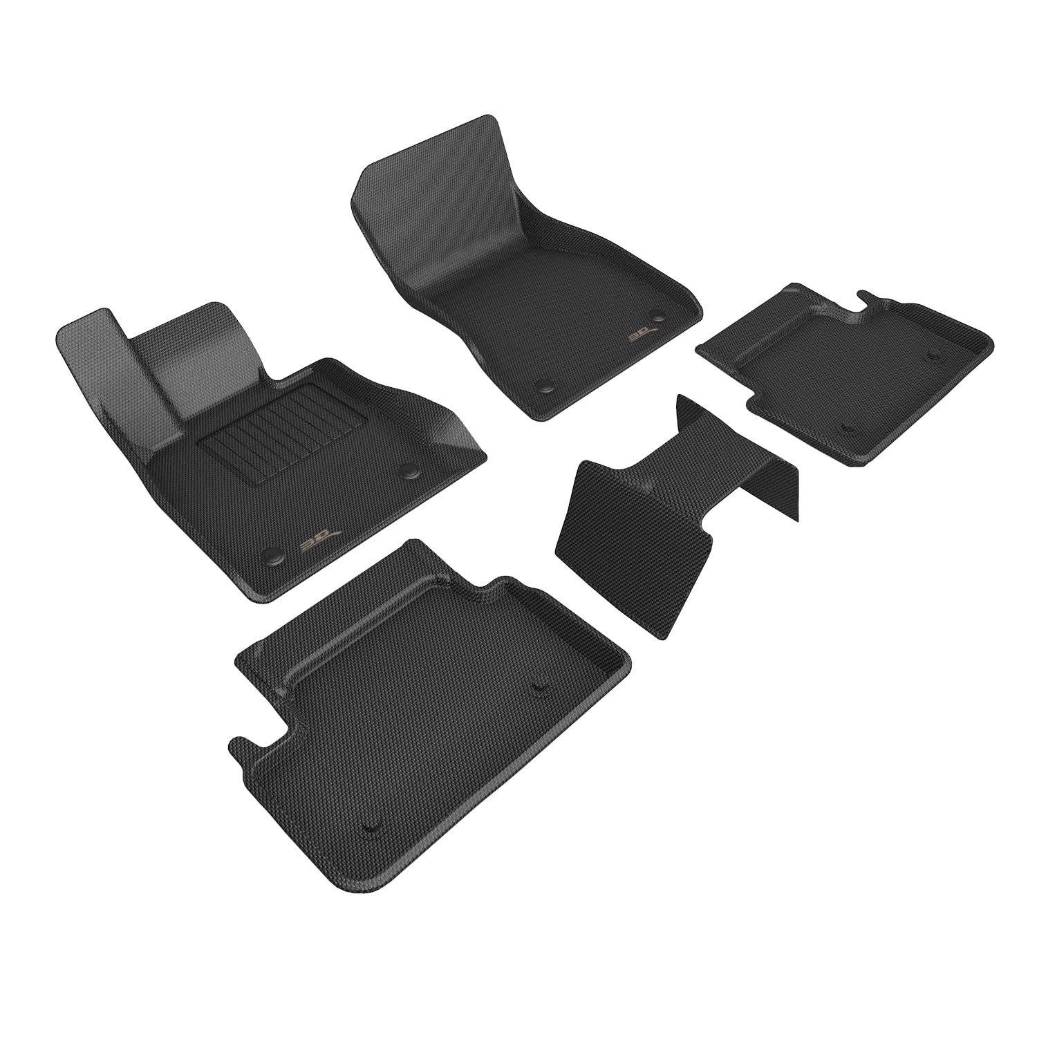 3D MAXpider Kagu Custom Fit Floor Mat (Black) Compatible with BMW 5 Series (G60) 2024-2026 - Full Set