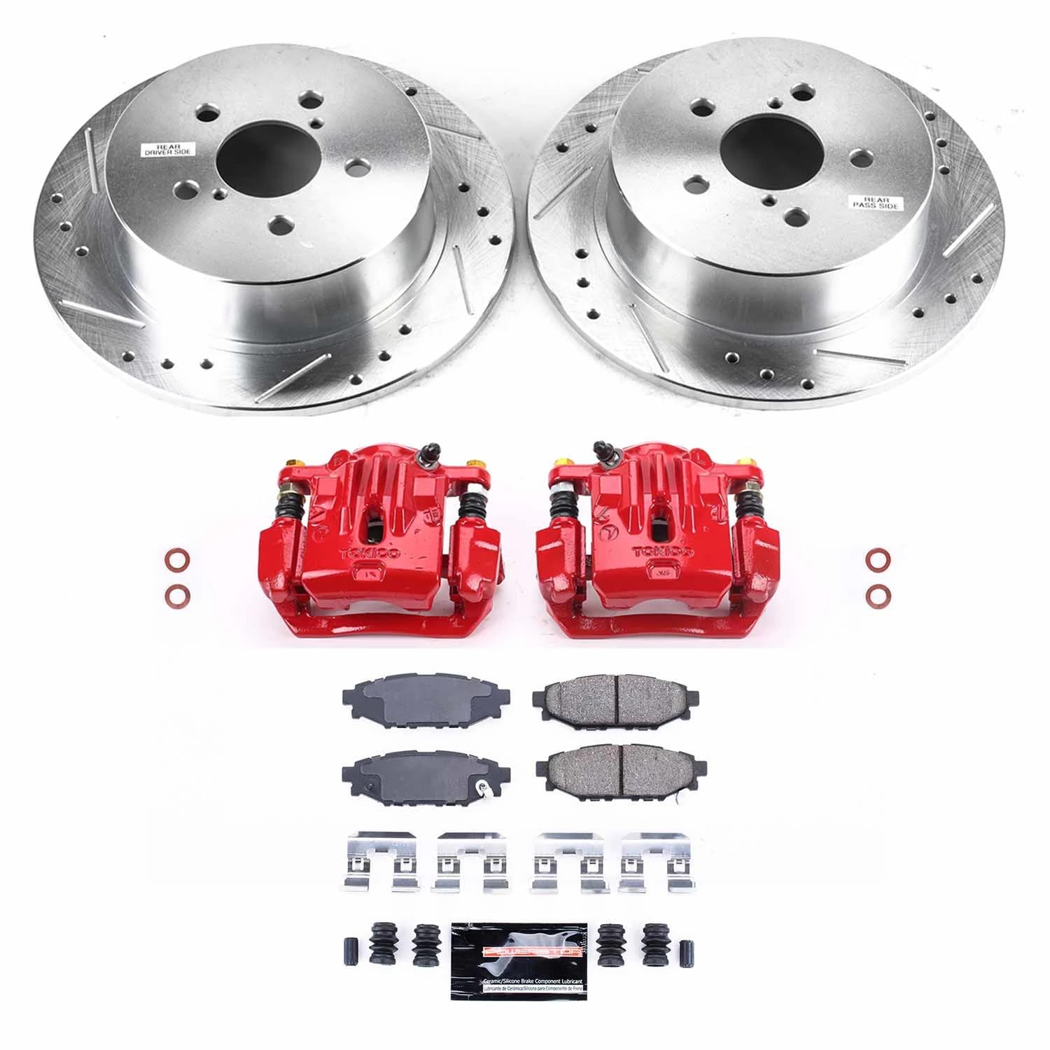 Power Stop Z23 Evolution KC4632A Rear Brake Caliper Kit- Brake Rotors, Brake Pads, Brake Calipers For Subaru Legacy 2006-2009, Subaru Outback 2006-2009 [Model Specific]