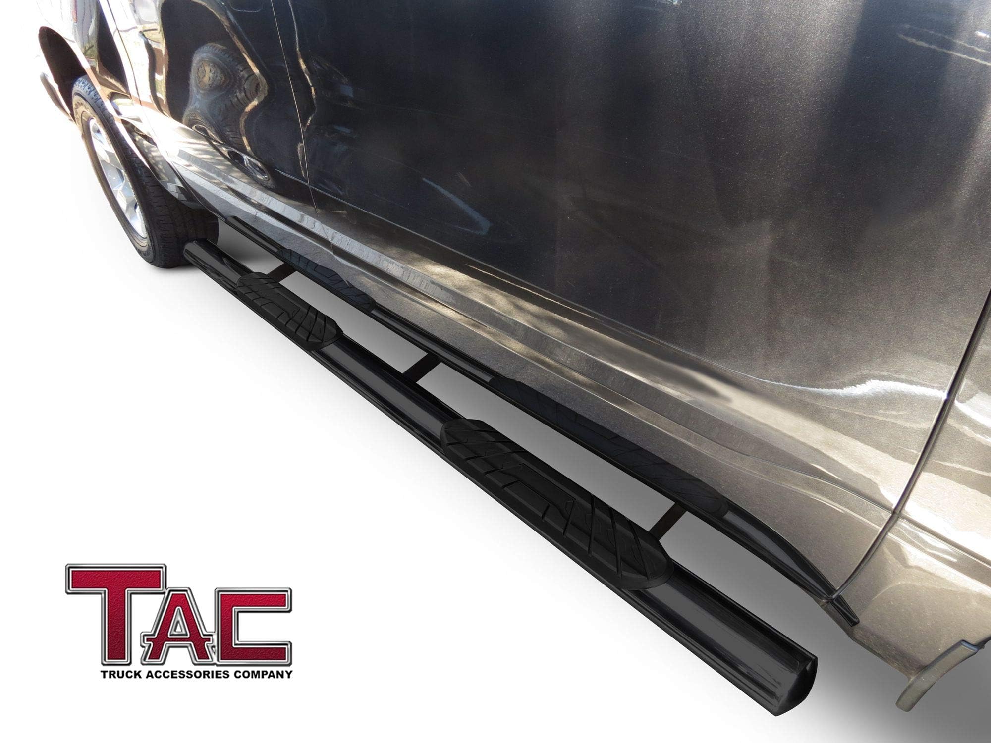 TAC Side Steps for Dodge Ram 1500 Crew Cab 2009-2018 / 2500 / 3500 / 4500 / 5500 Crew Cab Truck Pickup 4" Oval Black Side Bars Nerf Bars Running Boards