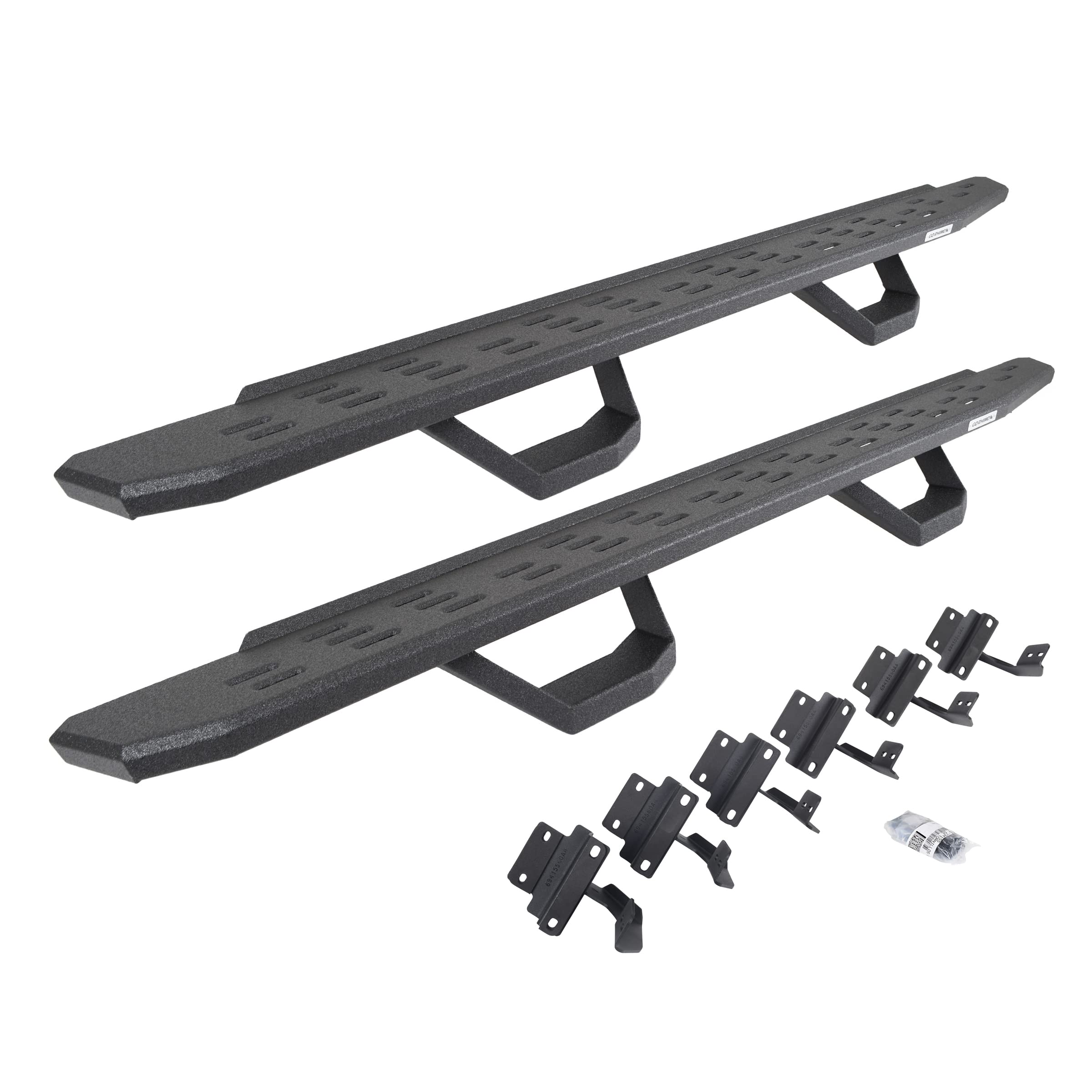 Go Rhino Running Boards RB30, Brackets, & 2 Pair of Drop Steps | Galvanized Steel, Protective Bedliner Coating | 6961778020T | Fits 2015-2024 Ford F-150 Super Cab Pickup & Others (See Description)
