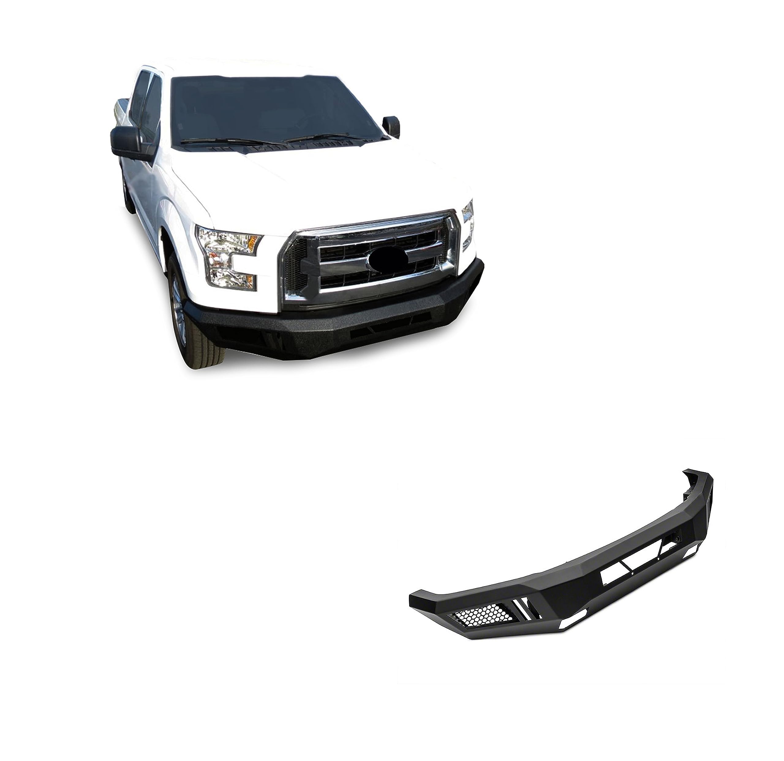 Heavy Duty Black Horse Armour Front Bumper I Front Bumper Matte Black Compatible with 2018-2020 Ford F-150 (Excl. 2020 Diesel Models & Incl. EcoBoost engine model)-AFB-F115-18