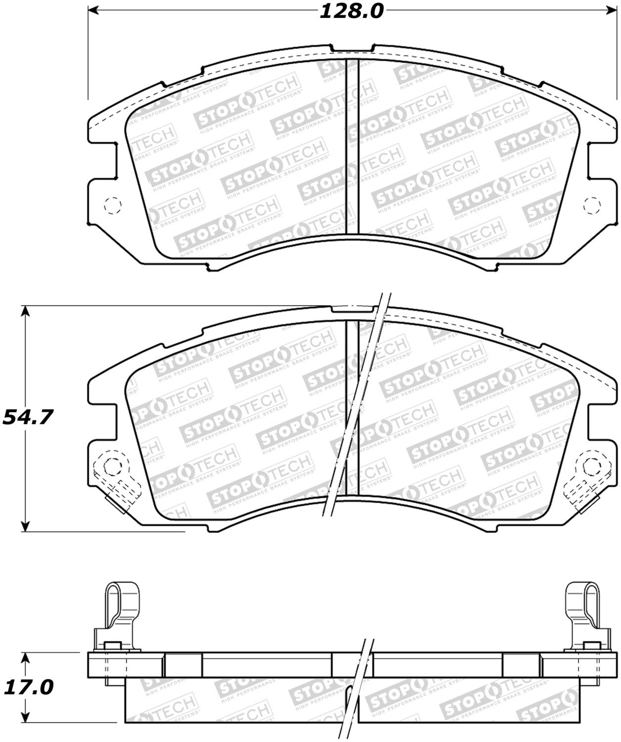Front StopTech 308.04700 Brake Pads with Shims and Hardware Street