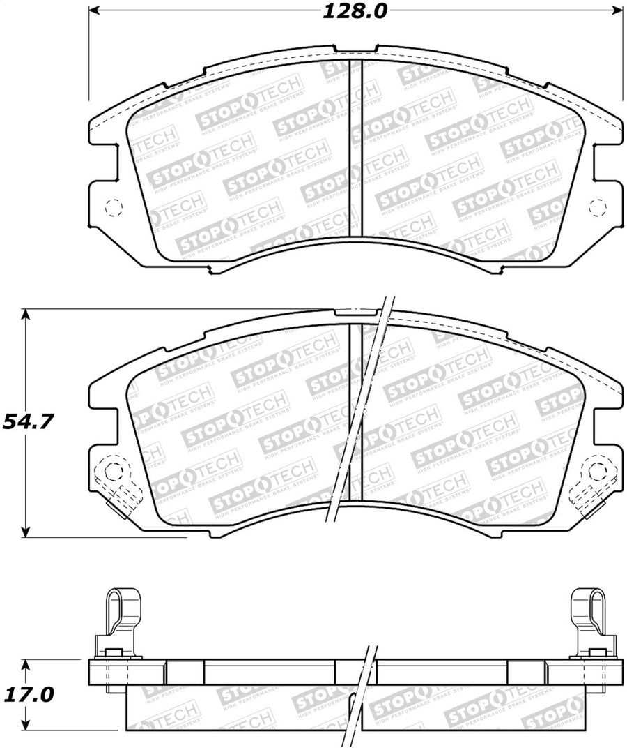 Front StopTech 308.04700 Brake Pads with Shims and Hardware Street