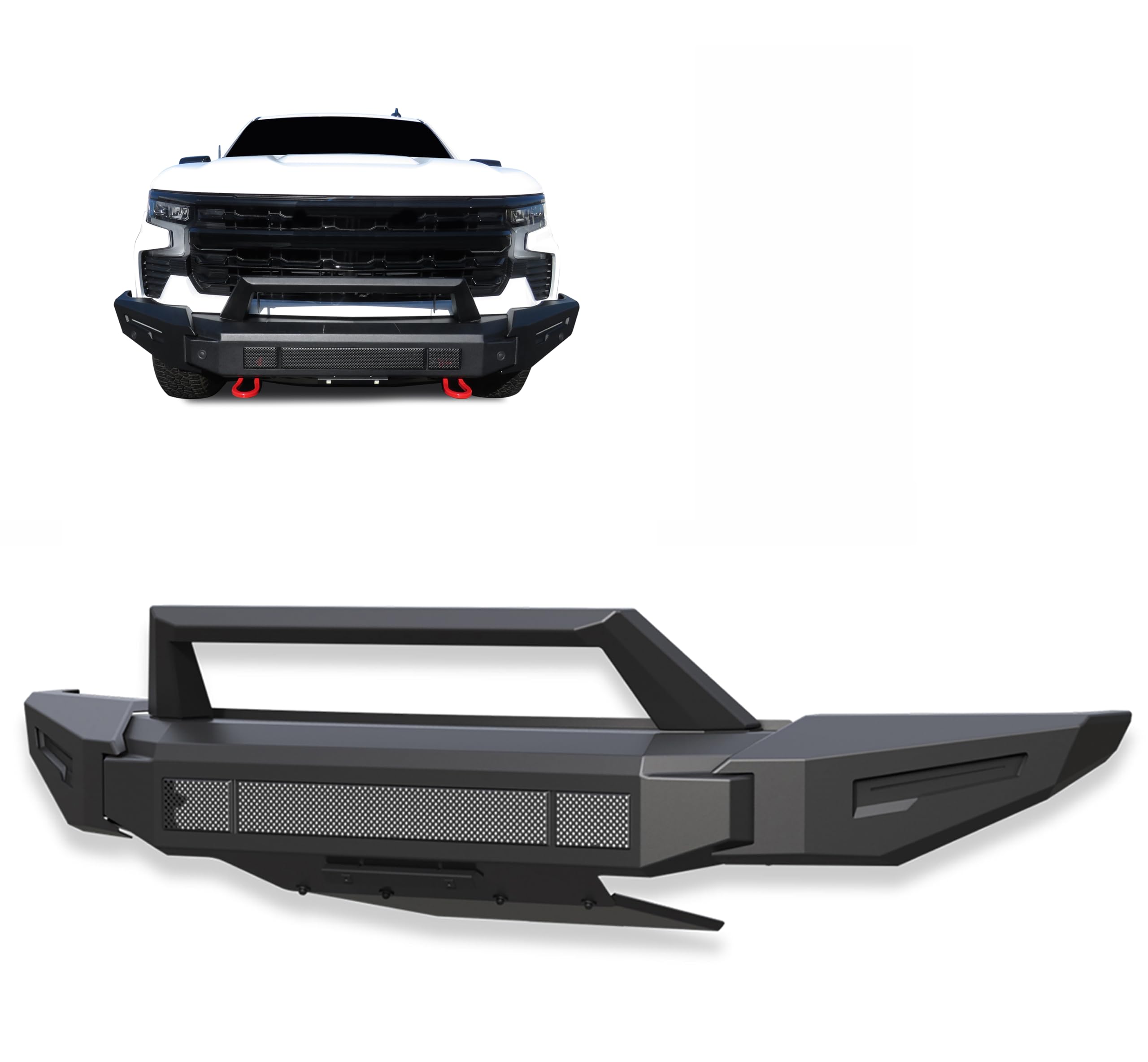 Heavy Duty Black Horse Armour II Modular Front Bumper Matte Black Compatible with 2022-2024 Chevrolet Silverado 1500-AFB-SI23