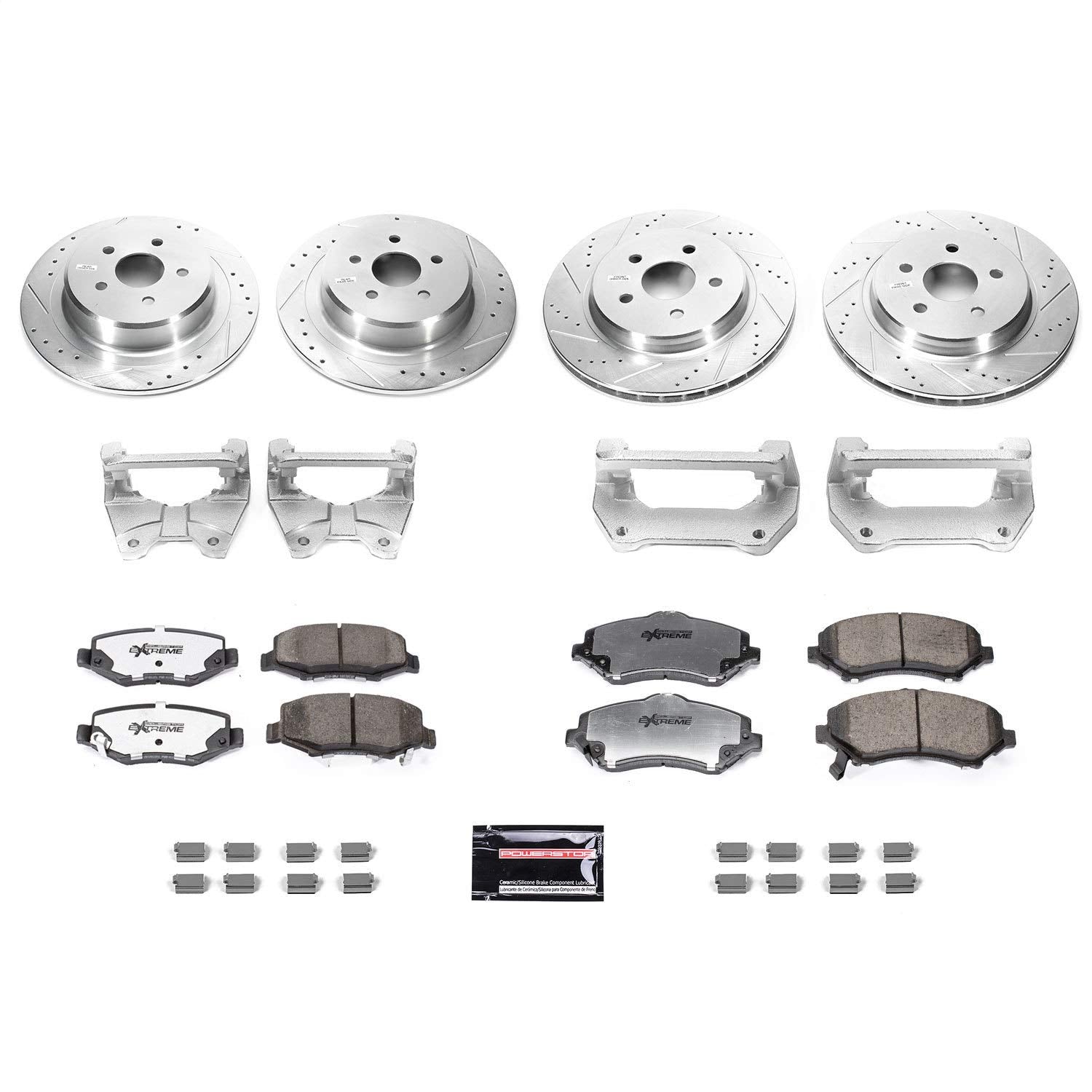 Power Stop Front and Rear BBK-JK-001 Big Brake Conversion Kit - For 2007 2008 2009 2010 2011 2012 2013 2014 2015 2016 2017 2018 Jeep Wrangler JK/JKU