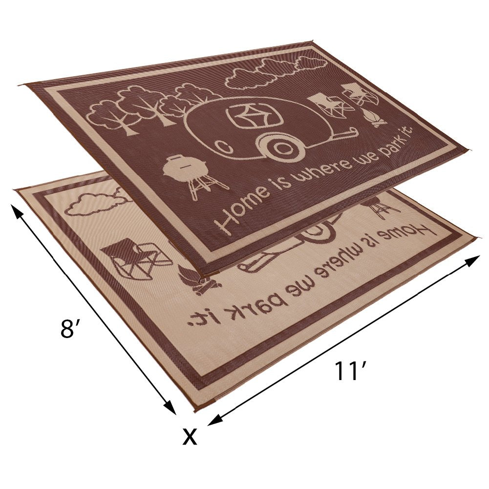 Ming's Mark Stylish RH8117 Reversible RV Home Mat - 8' x 11', Brown/Beige