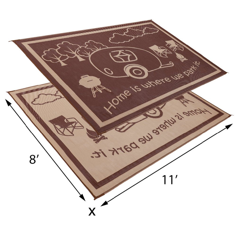 Ming's Mark Stylish RH8117 Reversible RV Home Mat - 8' x 11', Brown/Beige