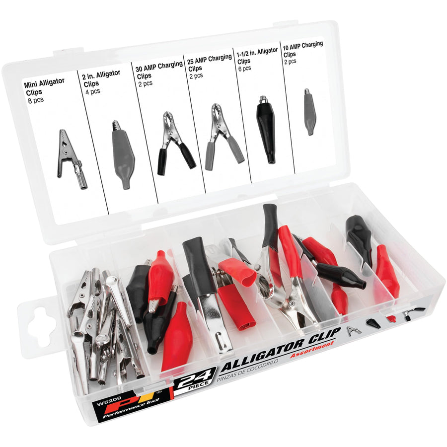 W5209 Performance Tool - 24pc Low Voltage Jumper Lead Repair Kit with Alligator Clips and Charging Clips for Test Equipment and Chargers