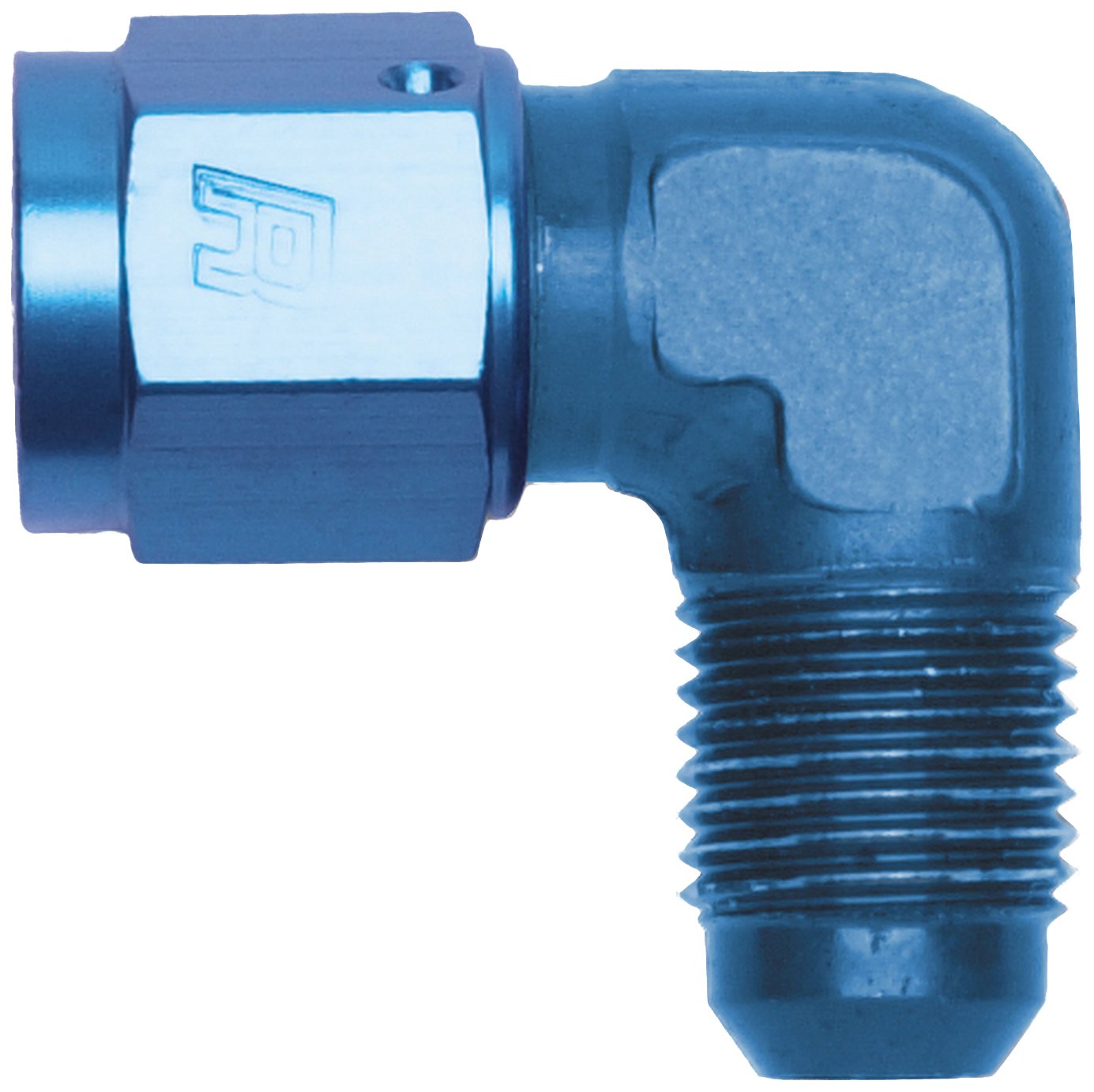 Blue Anodized Aluminum RUSSELL/EDEL 614806 90-Degree Female -6AN to Male -6AN Adapter Fitting