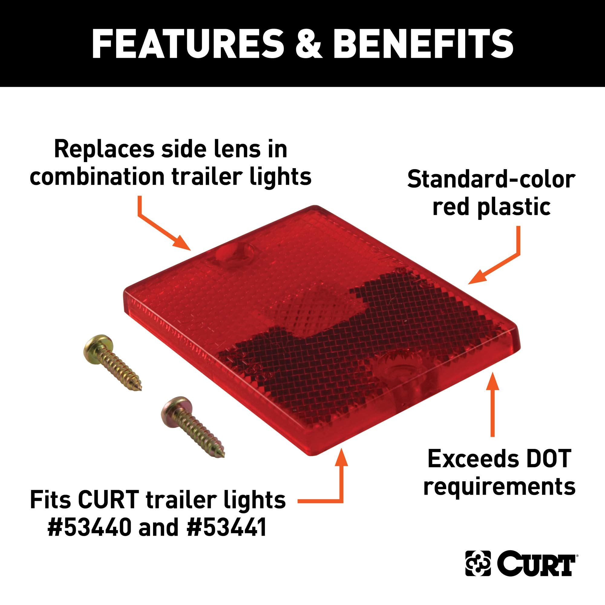 CURT Replacement 53515 Red Side Trailer Light Lens