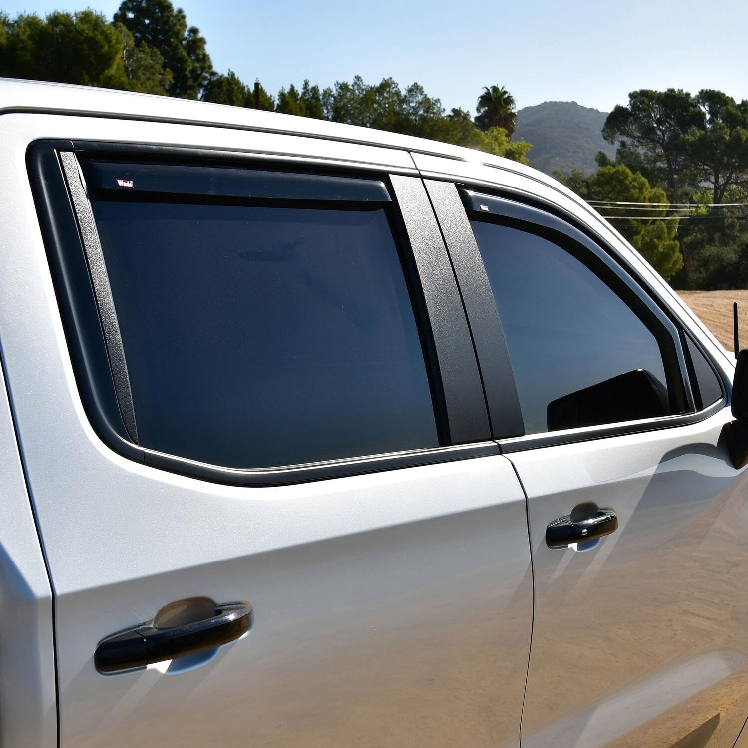 Westin Channel Wind Deflector 72-39429 4pc Smoke fits 2019-2026 Silverado Sierra 1500 2020-2026 Silverado Sierra 2500 3500 Crew Cab (Exc 2019 Silverado LD Sierra 1500 Limited)