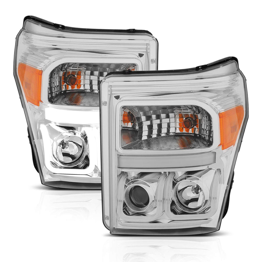 F-250/350/450/550 SUPERDUTY AnzoUSA 111291FORD PROJECTOR HEADLIGHTS U-BAR CHROME CLEAR