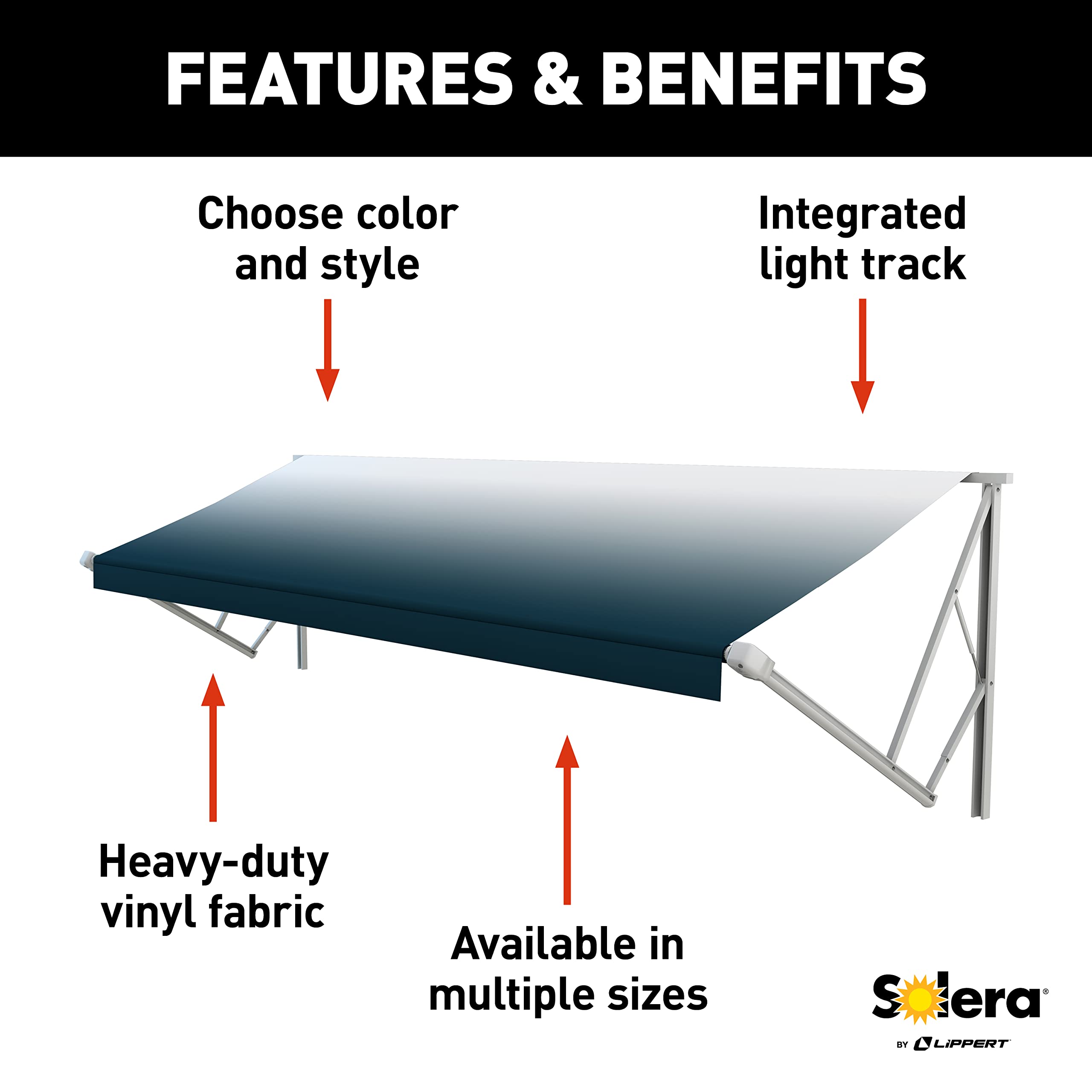 Lippert Solera RV Awning Roller and Fabric Assembly 18' White/Blue V000286920