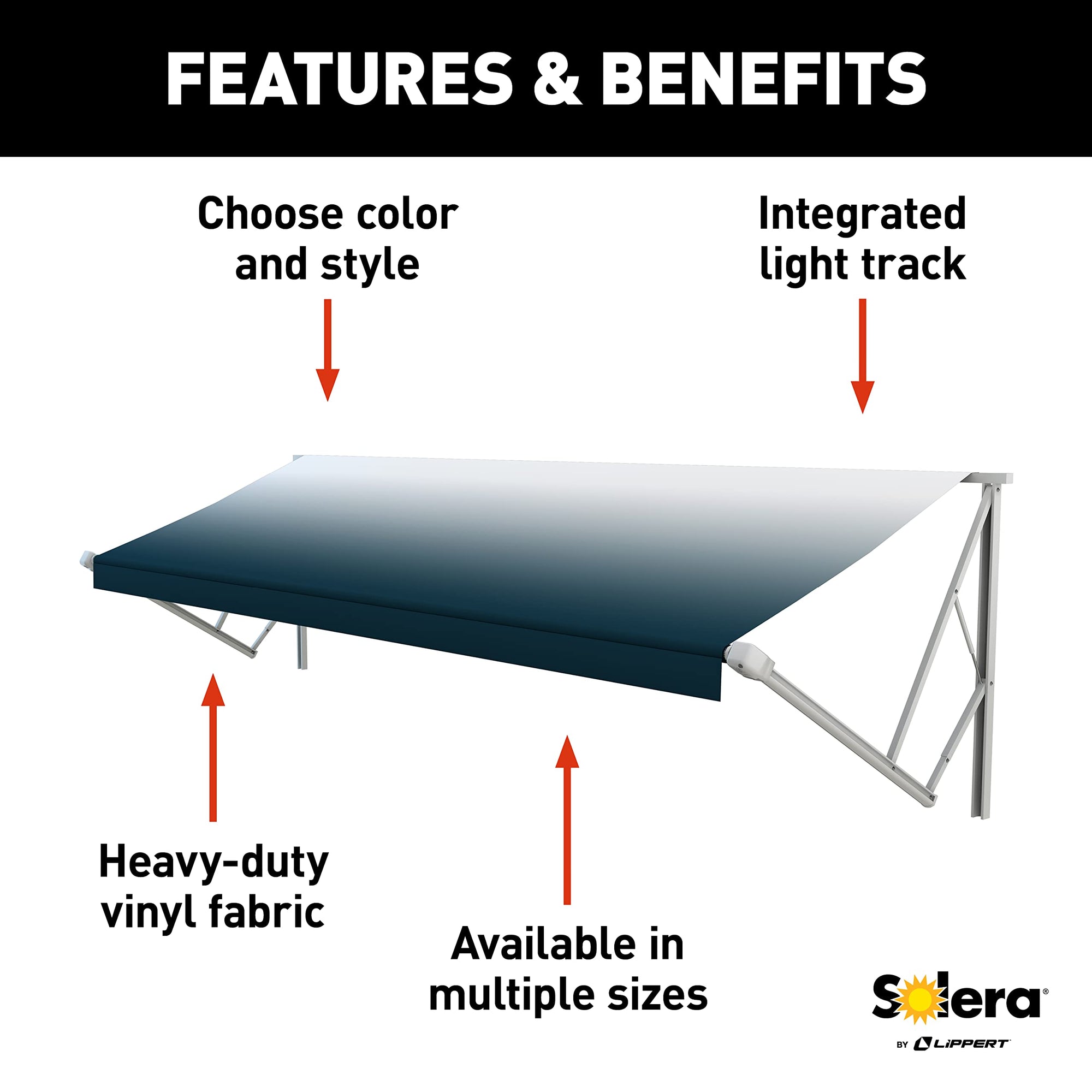 Lippert Solera Awning Roller and Fabric Assembly 19' White/Blue V000286921