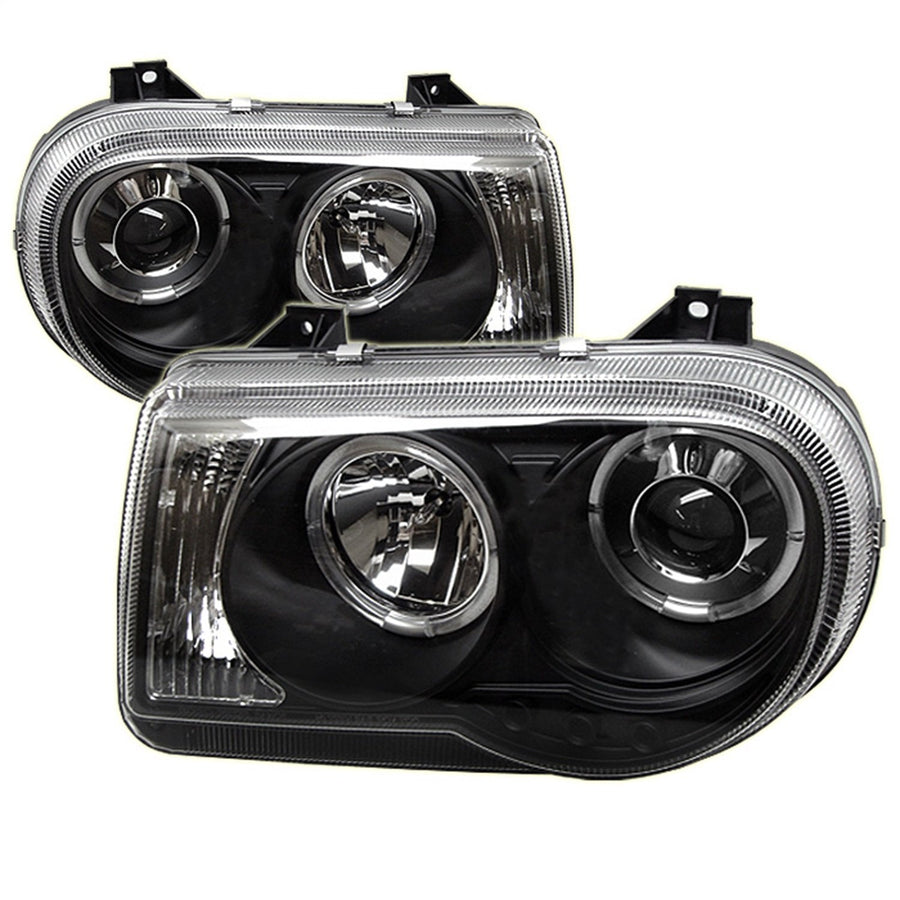 LED Halo Spyder Auto Projector Headlights Black/Clear 5009135