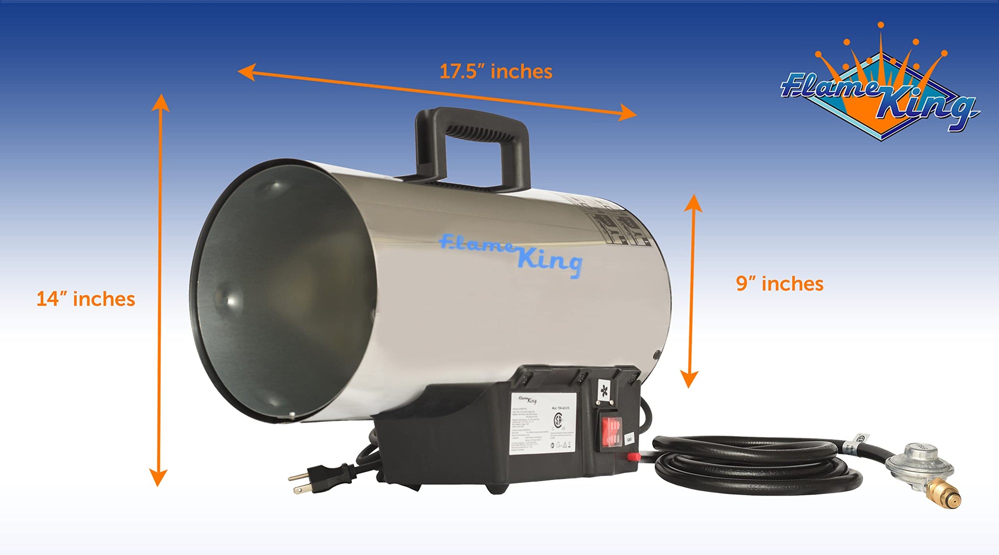 60,000 BTU Flame King Portable Propane Forced Air Heater Outdoor Great for Jobsite, Construction, Garage, Patio, Stainless Steel