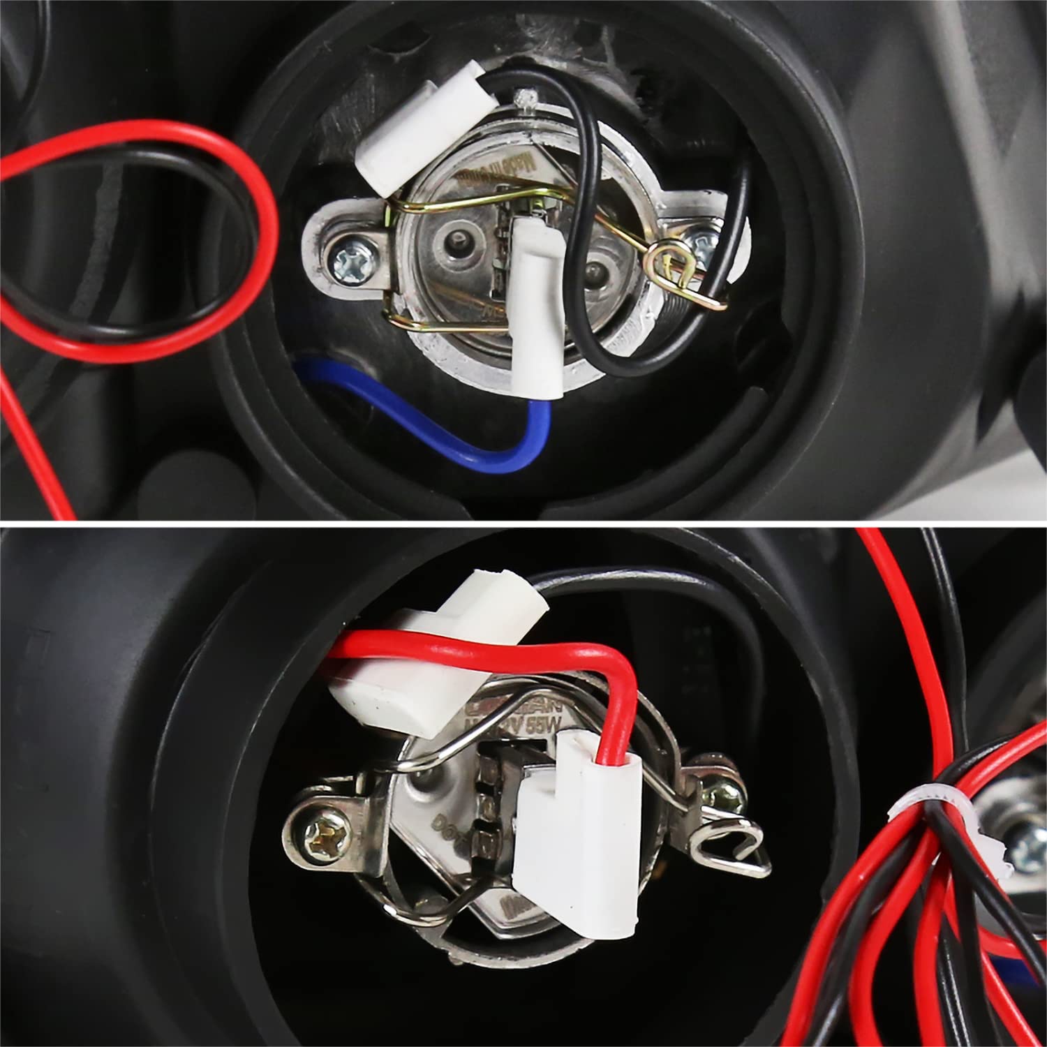 Black Smoke SPEC-D TUNING Projector Headlights Head Lamps w/Halo Rim Compatible with 1998-2000 Ford Ranger Left + Right Pair Headlamps Assembly