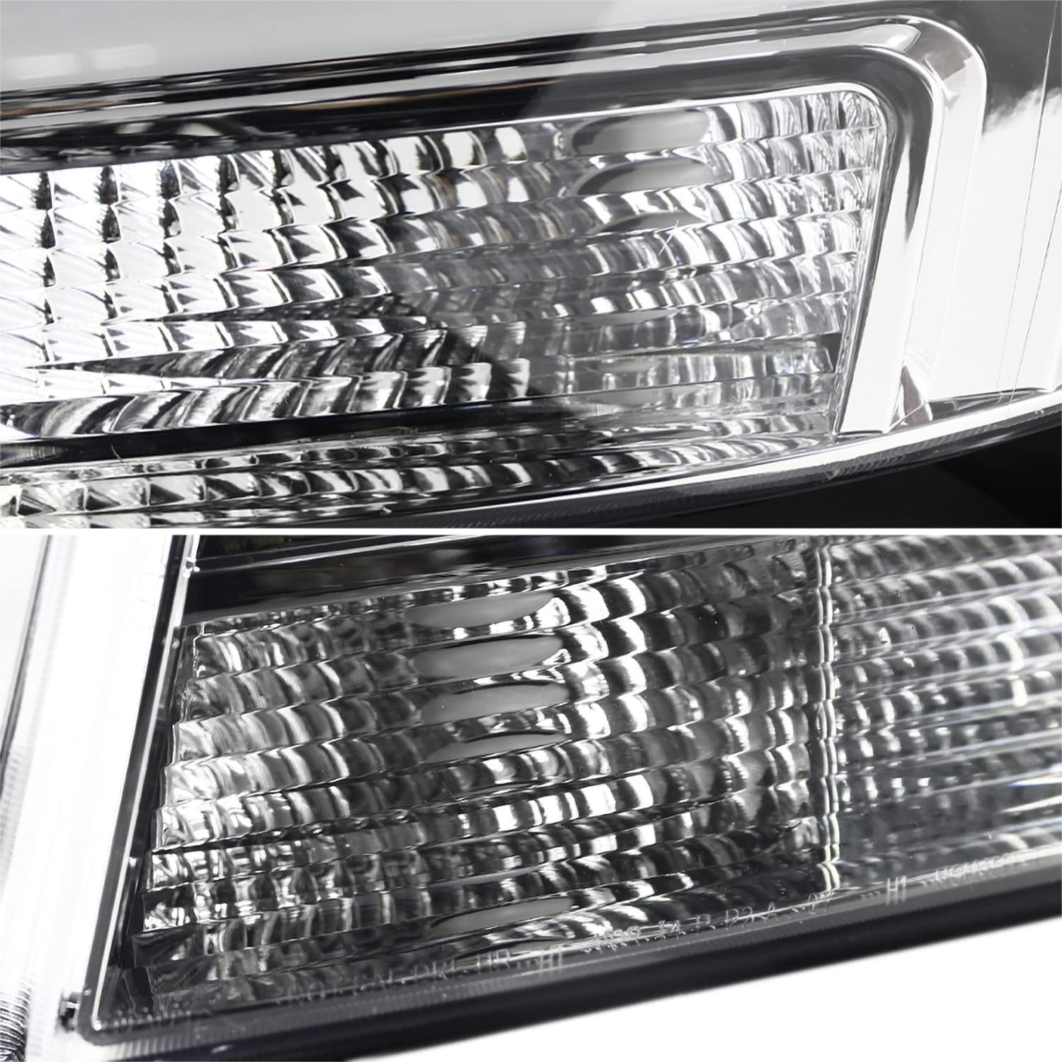 Chrome LED Bar Projector Headlights SPEC-D TUNING Compatible with 2007-2014 Chevy Avalanche, Tahoe, Suburban, Left + Right Pair Headlamps Assembly