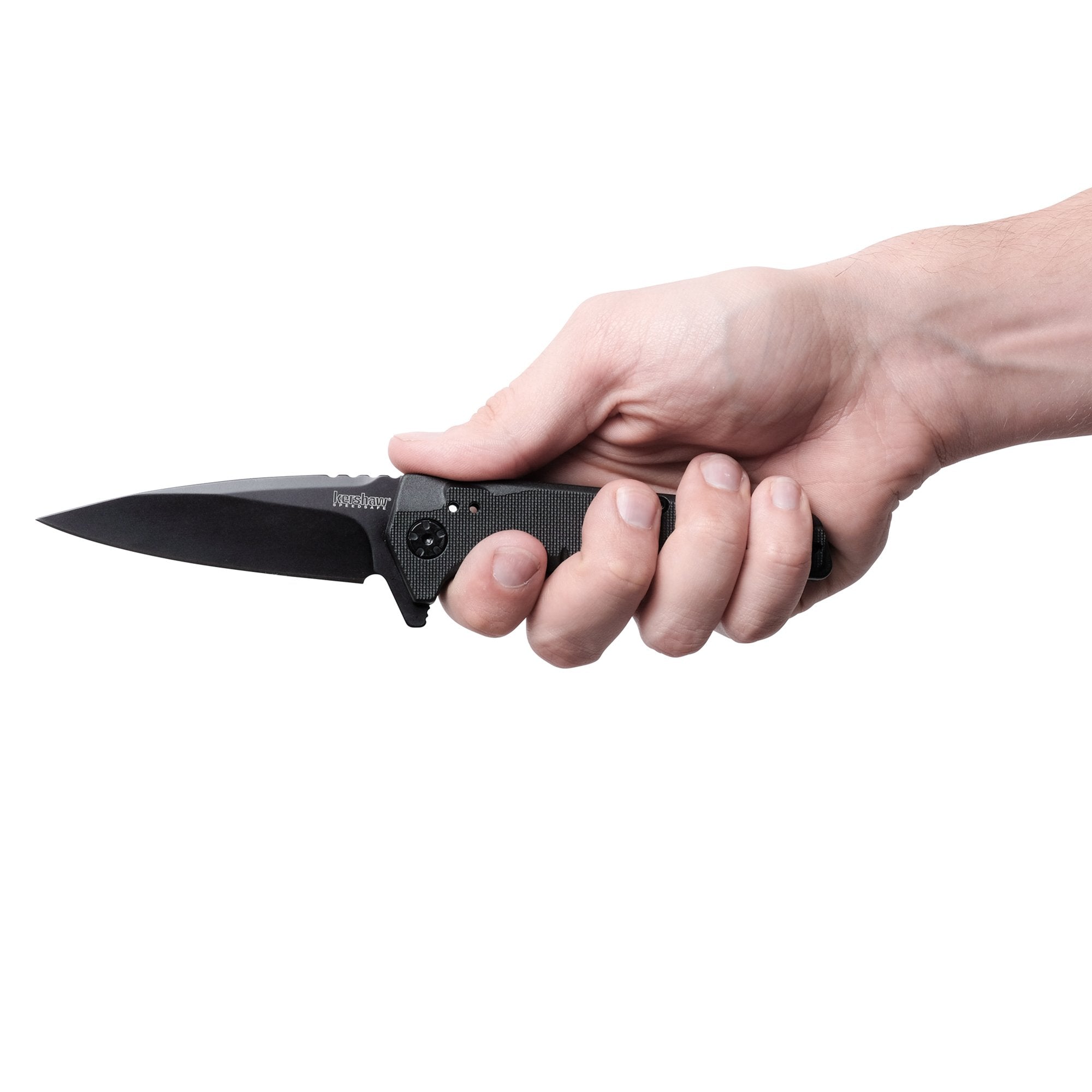 Fatback Kershaw Pocketknife, 3.5" 8Cr13MoV Steel Drop Point Plain Edge Blade, Tactical EDC, One-Handed Assisted Flipper Opening