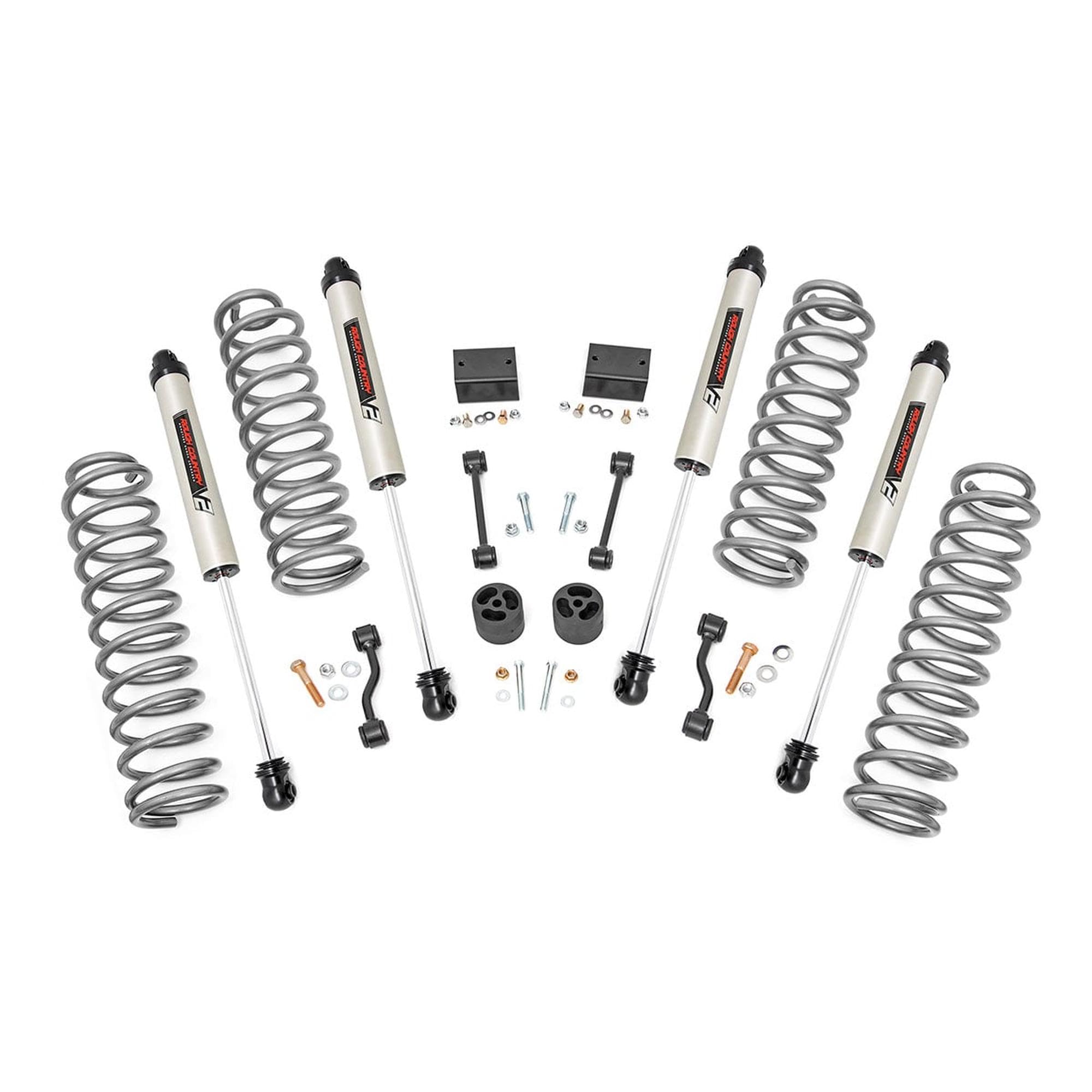 Rough Country 2.5" Lift Kit for Jeep Wrangler Unlimited 4-Door w/ V2 Shocks (2024-2025) - Dialed-In Suspension for Rugged Off-Road Handling