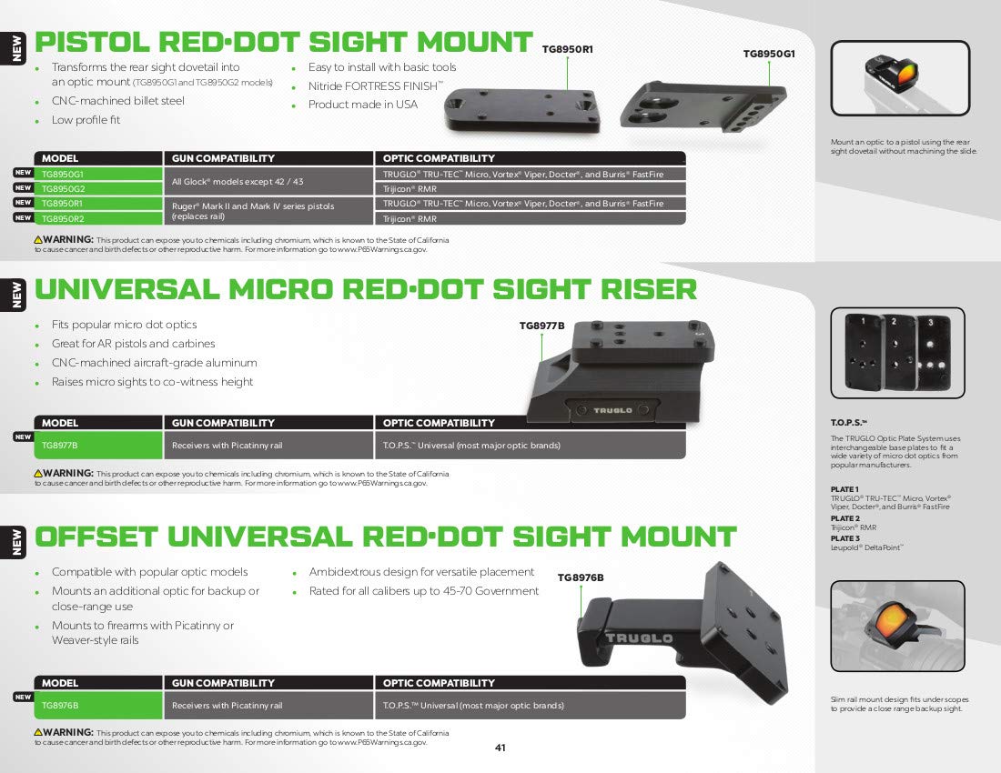 TRUGLO Tactical Universal Hunting Shooting Versatile Lightweight Durable Aluminum Picatinny Style Red-Dot Sight Riser | Mount Adadapter Plates Included