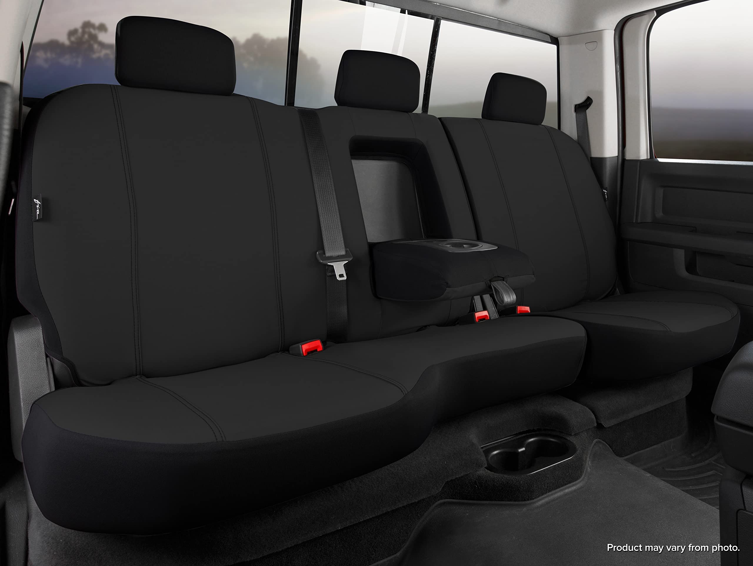 Fia Custom Fit SP85-2 Black Rear Seat Cover Split Seat 40/60 - Polyester, (Black)