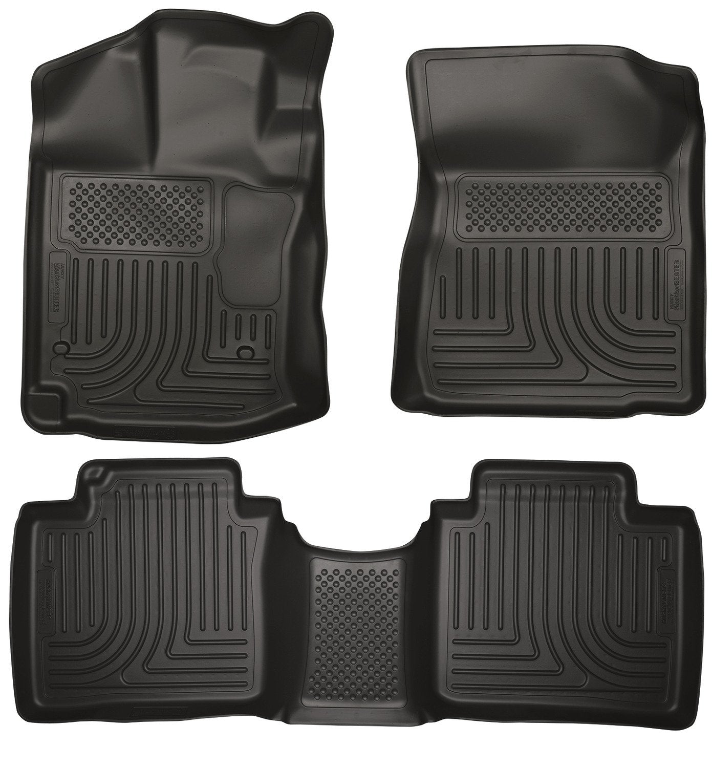 Weatherbeater Husky Liners Floor Mats | Fits 2012-2014 Toyota Venza | Front & 2nd Row, 3-pc Black - 99541