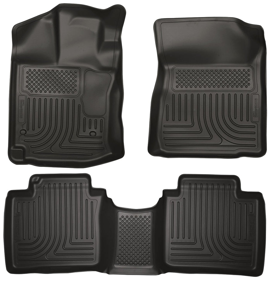 Weatherbeater Husky Liners Floor Mats | Fits 2012-2014 Toyota Venza | Front & 2nd Row, 3-pc Black - 99541