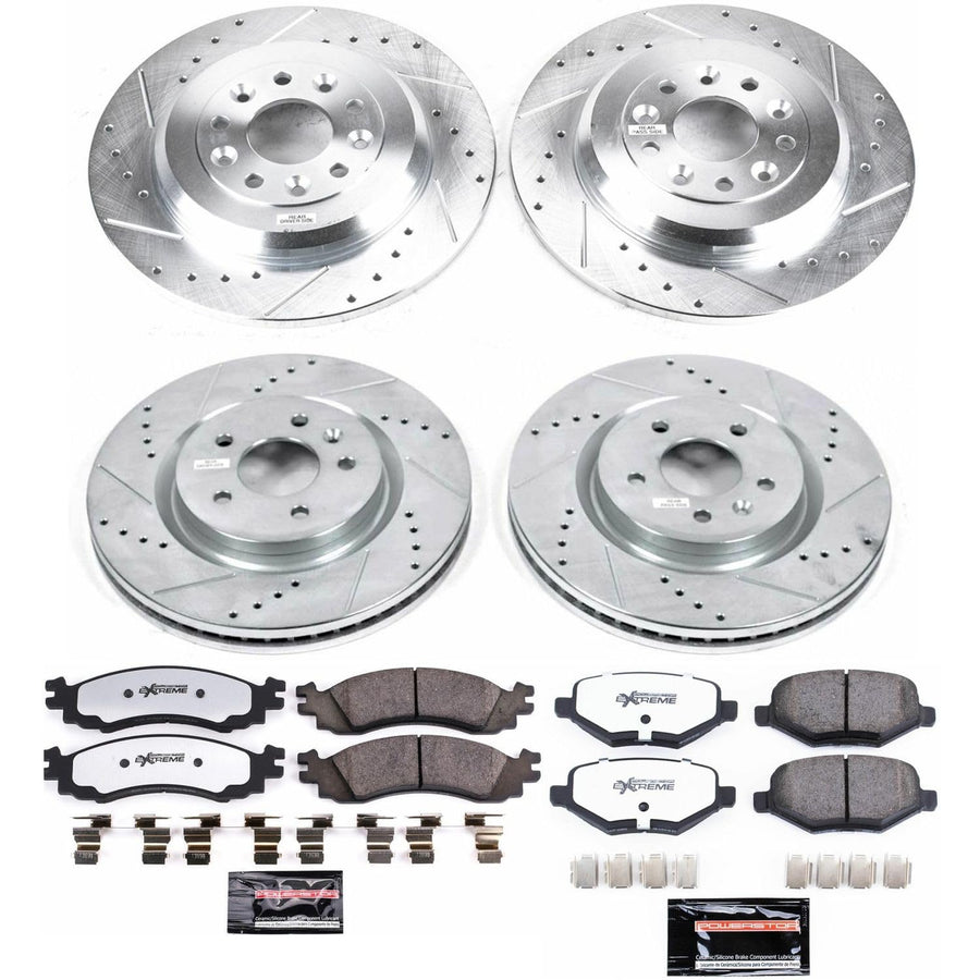 Brake Kit Power Stop Front and Rear For 2011 2012 Ford Taurus - Truck & Tow Carbon Fiber Ceramic Brake Pads & Drilled and Slotted Rotors Replacement, K5582-36