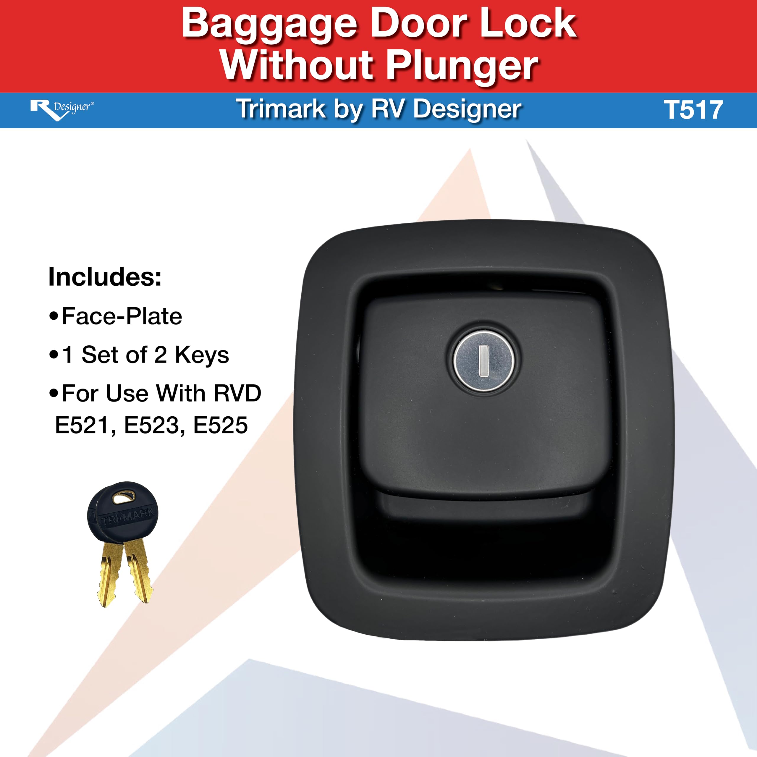 Baggage Door Lock RV Designer T517, Black-Without Plunger (Trimark 60-460)
