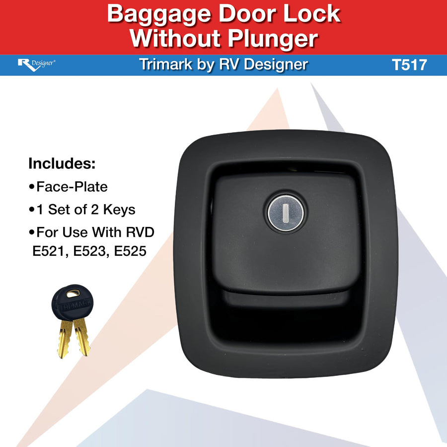 Baggage Door Lock RV Designer T517, Black-Without Plunger (Trimark 60-460)