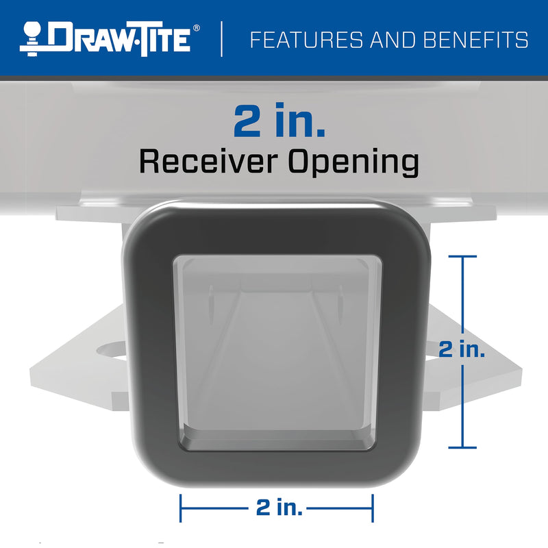 Front Mount Draw-Tite Hitch Receiver, 2 Inch Square Receiver, Black, Compatible with Dodge Ram and RAM selected models (please verify VEHICLE APPLICATION)